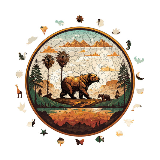 Wooden Puzzles for Adults, Big Bear Premium Jigsaw Puzzles, 252 Pieces Challenging Wooden Jigsaw, 11,4"x11,4" (29x29 cm)