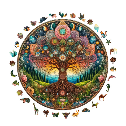 Wooden Puzzles for Adults, Cosmic Tree of Life Premium Jigsaw Puzzles, 252 Pieces Challenging Wooden Jigsaw, 11,4"x11,4" (29x29 cm)