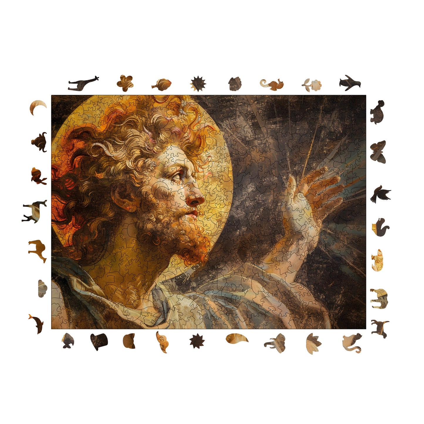 Holzpuzzle für Erwachsene, Sonnengott „Ra“ Premium-Puzzle, 450 Teile anspruchsvolles Holzpuzzle, 11,4"x15,4" (29x39 cm) einzigartige Form, Holzpuzzle für Erwachsene
