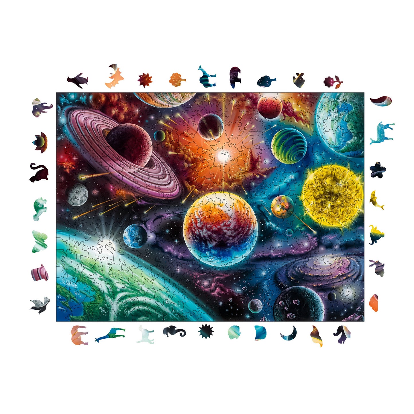 Holzpuzzle für Erwachsene, Kosmische Symphonie im Weltraum, Premium-Puzzle, 450 Teile, anspruchsvolles Holzpuzzle, 29 x 39 cm, einzigartige Form, Holzpuzzle für Erwachsene