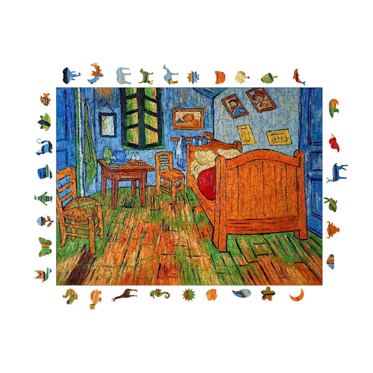 Wooden Puzzles for Adults, Van Gogh's Bedroom in Arles Premium Jigsaw Puzzles, 450 Pieces Challenging Wooden Jigsaw, 11,4"x15,4" (29x39 cm)