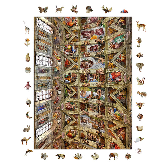 Wooden Puzzles for Adults, Sistina Chapel Premium Jigsaw Puzzles, 450 Pieces Challenging Wooden Jigsaw, 11,4"x15,4" (29x39 cm)