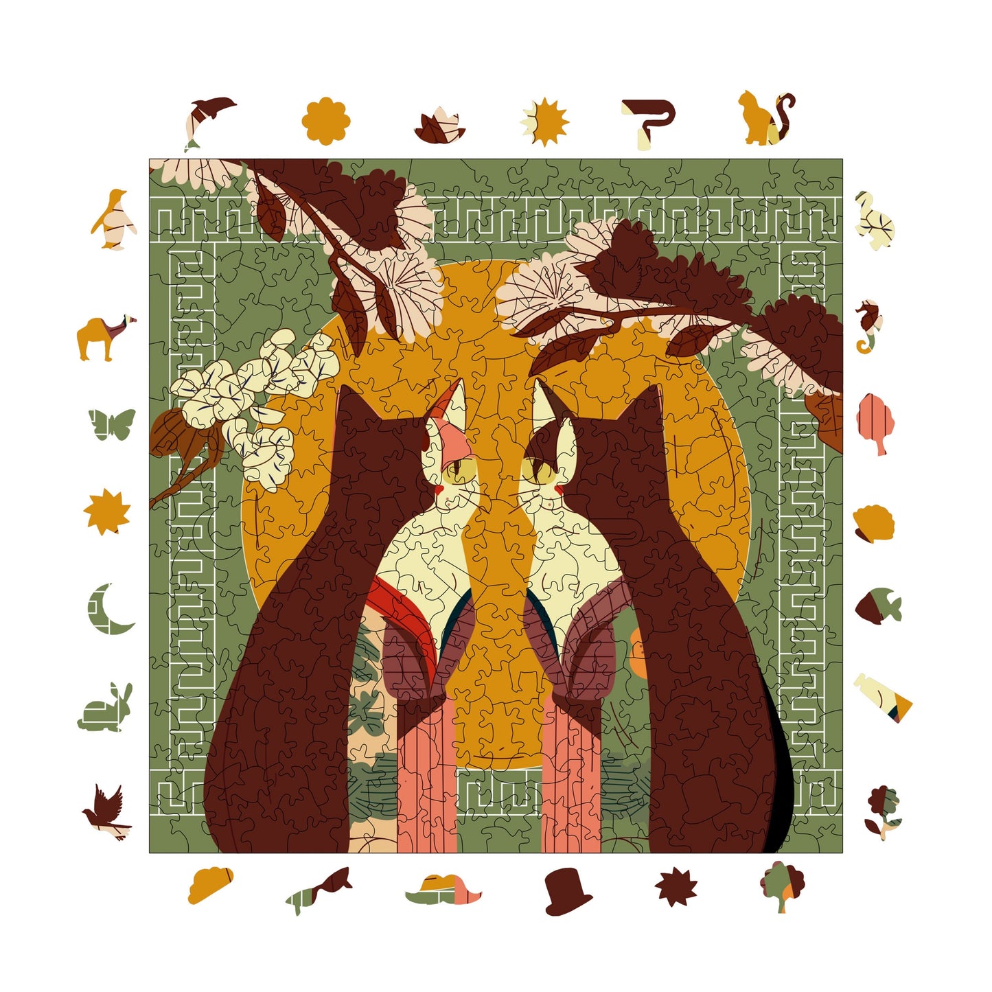 Holzpuzzle für Erwachsene, World of Cats Premium-Puzzle, 353 Teile anspruchsvolles Holzpuzzle, 11,4"x11,4" (29x29 cm) einzigartige Form, Holzpuzzle für Erwachsene