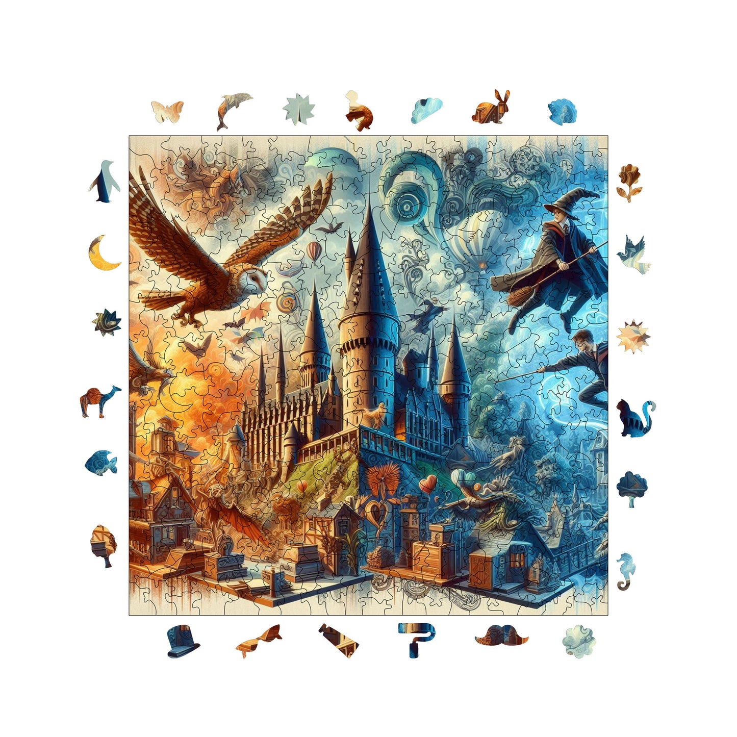 Wooden Puzzles for Adults, School of Witchcraft and Wizardry Premium Jigsaw Puzzles, 353 Pieces Challenging Wooden Jigsaw, 11,4"x11,4" (29x29 cm)