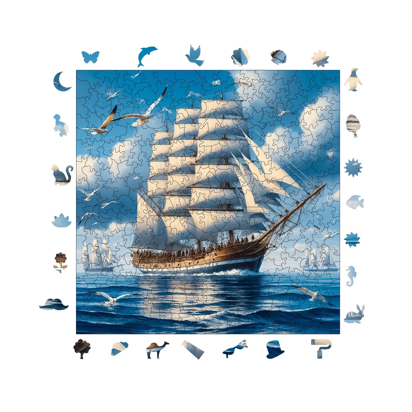 Wooden Puzzles for Adults, Sailing Legend Premium Jigsaw Puzzles, 353 Pieces Challenging Wooden Jigsaw, 11,4"x11,4" (29x29 cm)