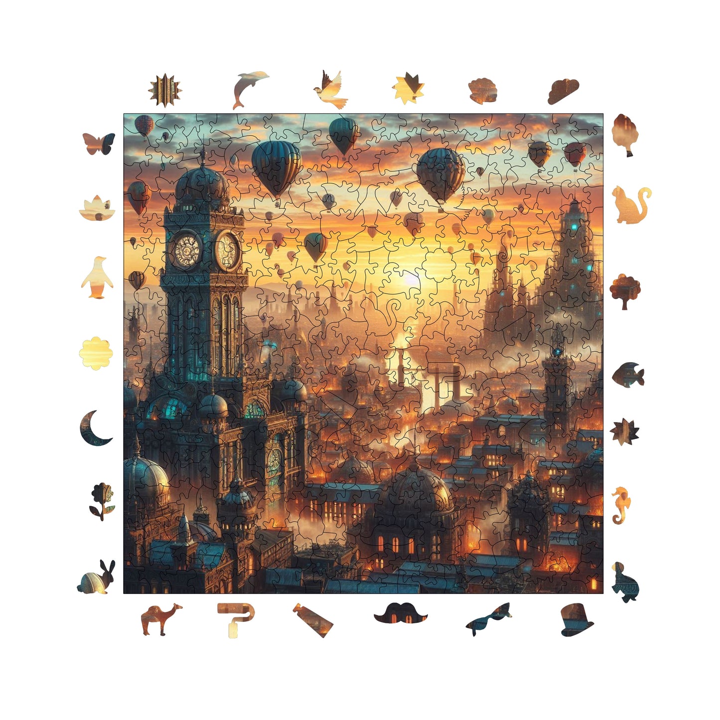 Holzpuzzle für Erwachsene, Balloon City Premium Puzzle, 353 Teile anspruchsvolles Holzpuzzle, 11,4"x11,4" (29x29 cm) einzigartige Form, Holzpuzzle für Erwachsene