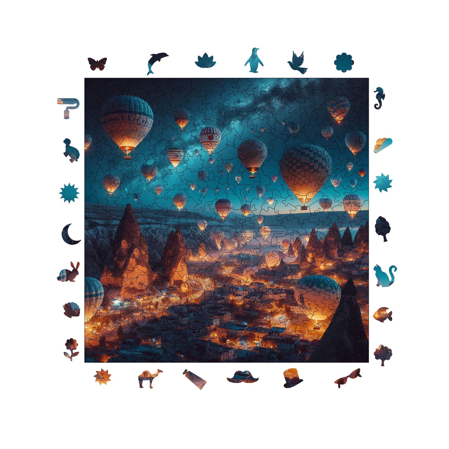 Holzpuzzle für Erwachsene, Magische Ballons von Kappadokien, Premium-Puzzle, 353 Teile, anspruchsvolles Holzpuzzle, 11,4"x11,4" (29x29 cm), einzigartige Form, Holzpuzzle für Erwachsene