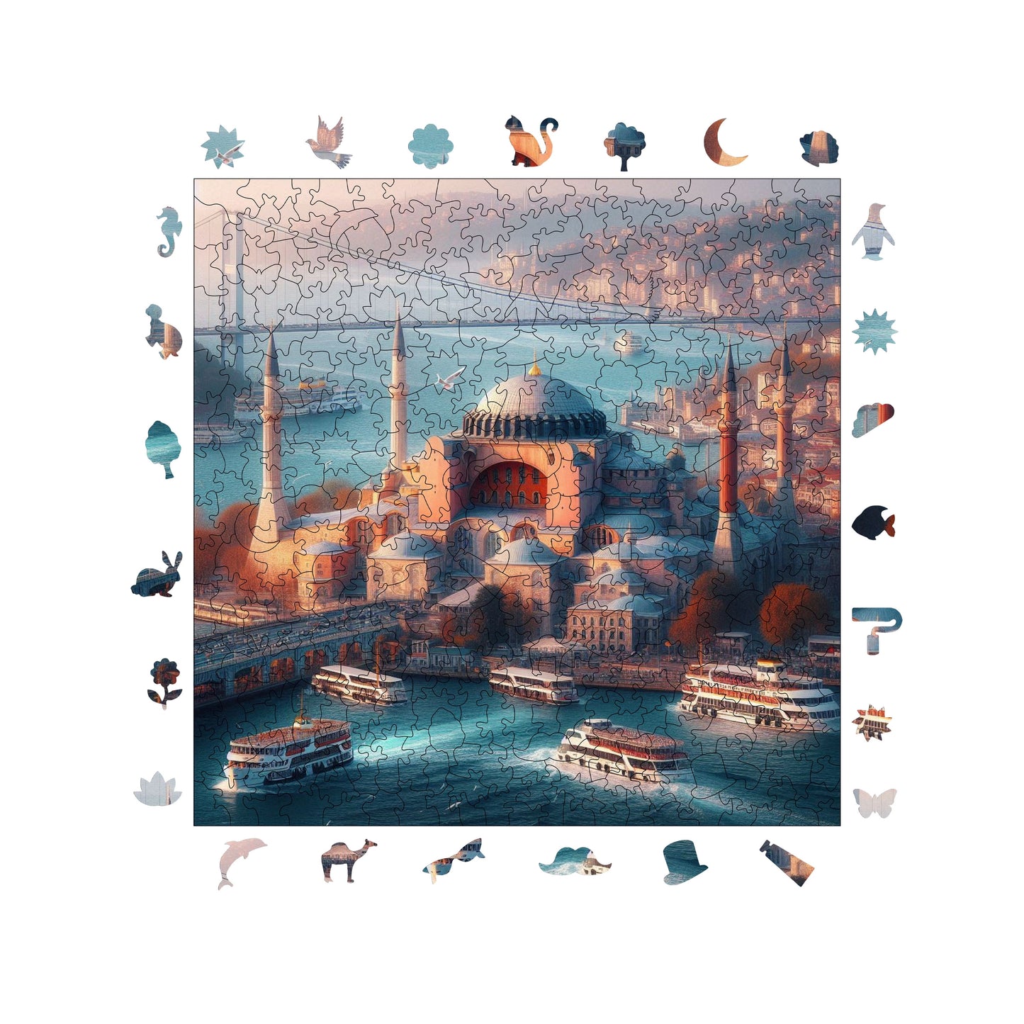 Holzpuzzle für Erwachsene, Hagia Sophia, Perle des Bosporus, Premium-Puzzle, 353 Teile, anspruchsvolles Holzpuzzle, 11,4"x11,4" (29 x 29 cm), einzigartige Form, Holzpuzzle für Erwachsene