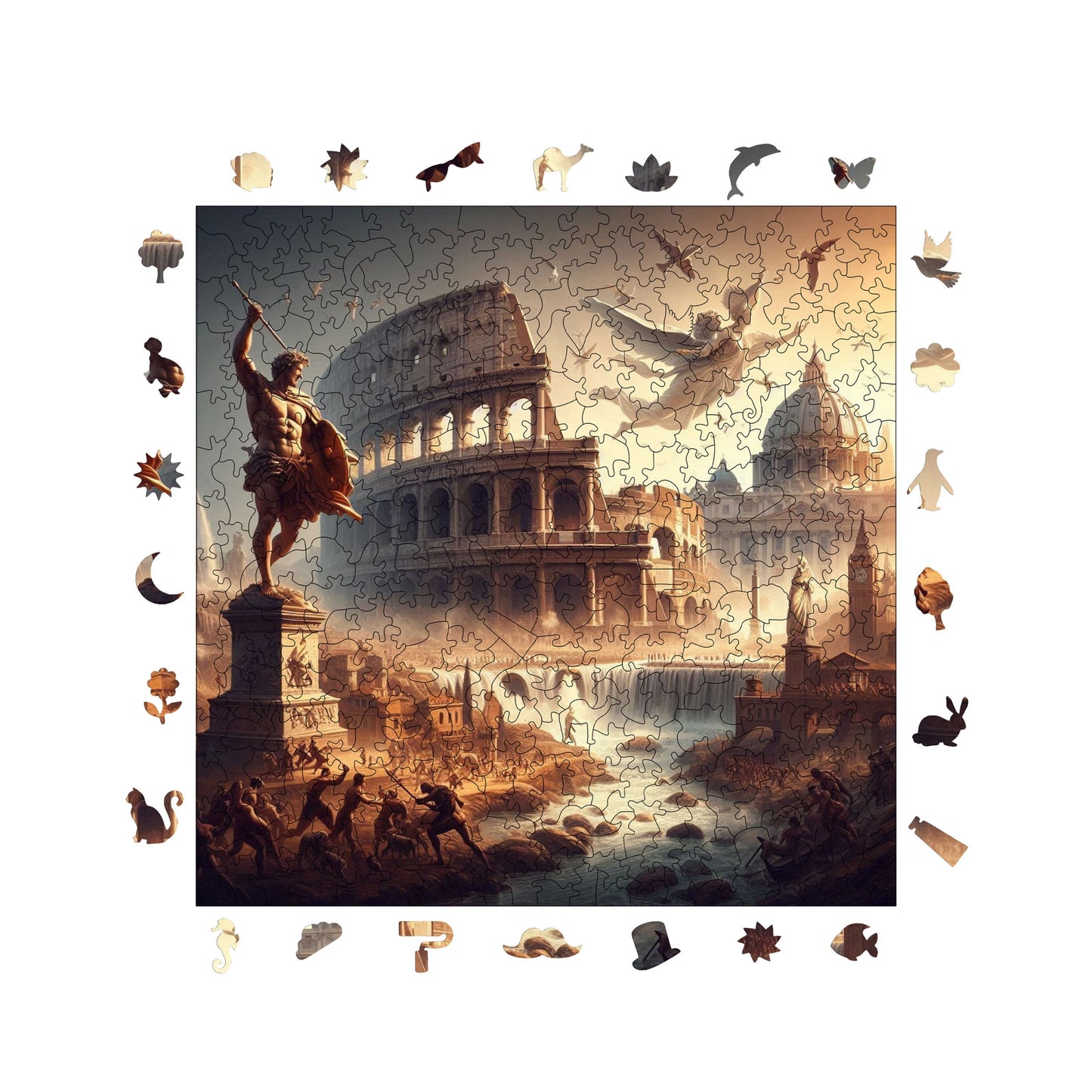 Holzpuzzle für Erwachsene, Antikes Rom Premium-Puzzle, 353 Teile anspruchsvolles Holzpuzzle, 11,4"x11,4" (29x29 cm) einzigartige Form, Holzpuzzle für Erwachsene