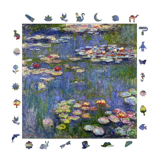 Wooden Puzzles for Adults, Claude Monet Water Lilies Premium Jigsaw Puzzles, 353 Pieces Challenging Wooden Jigsaw, 11,4"x11,4" (29x29 cm)