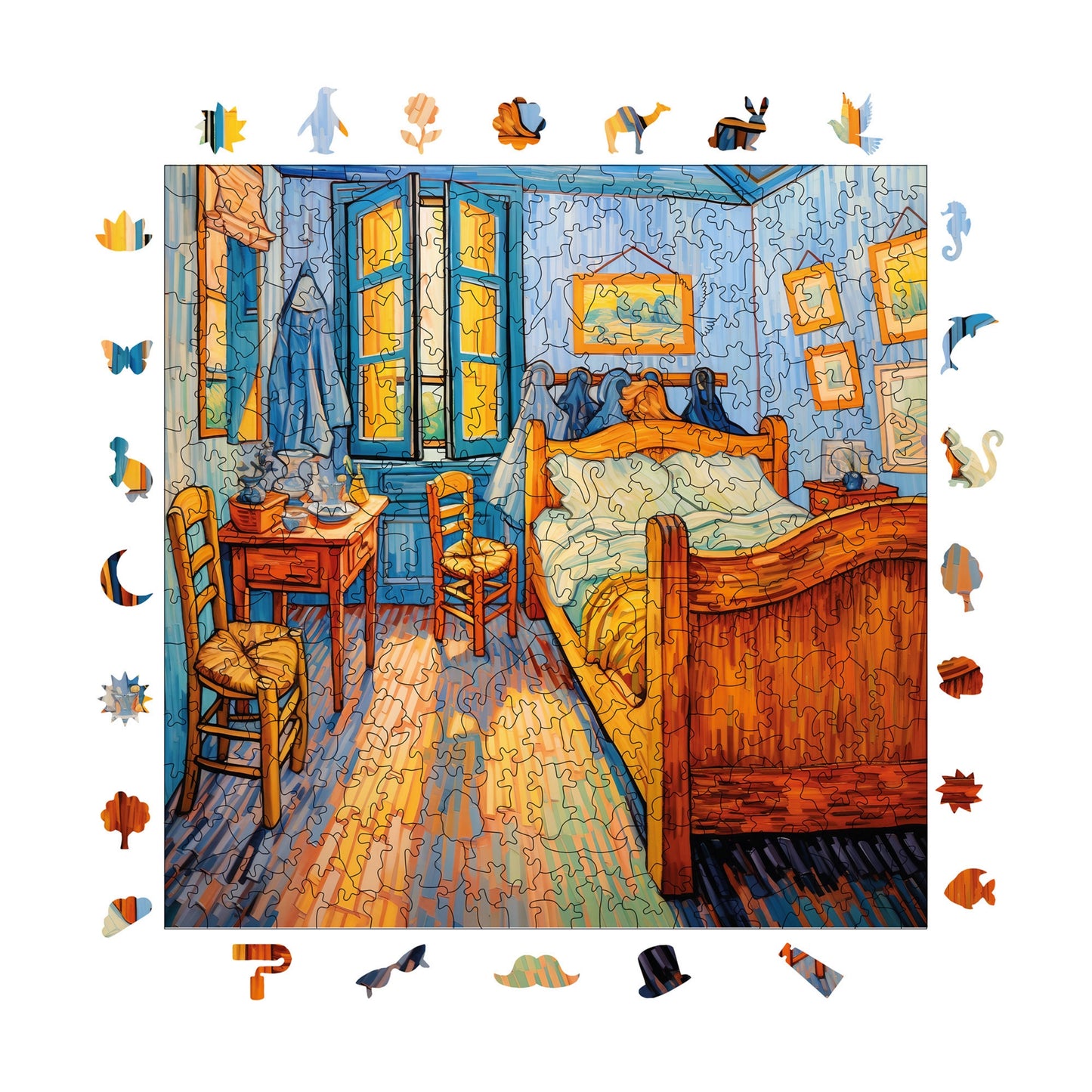 Wooden Puzzles for Adults, Van Gogh Bedroom Reproduction Premium Jigsaw Puzzles, 353 Pieces Challenging Wooden Jigsaw, 11,4"x11,4" (29x29 cm)