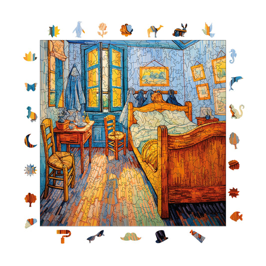 Wooden Puzzles for Adults, Van Gogh Bedroom Reproduction Premium Jigsaw Puzzles, 353 Pieces Challenging Wooden Jigsaw, 11,4"x11,4" (29x29 cm)