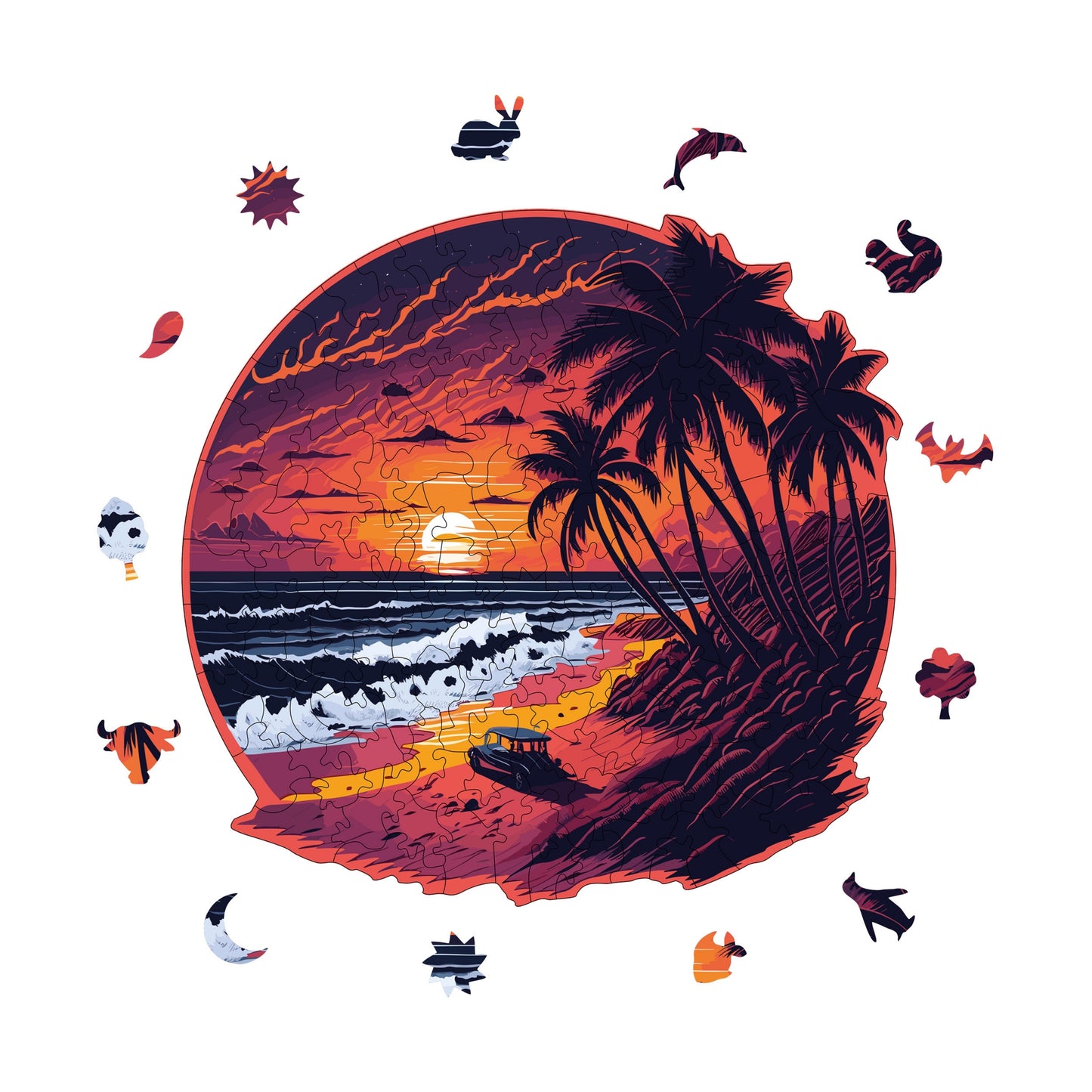 Wooden Puzzles for Adults, Palm Island Premium Jigsaw Puzzles, 149 Pieces Challenging Wooden Jigsaw, 11,4"x11" (29x28 cm)