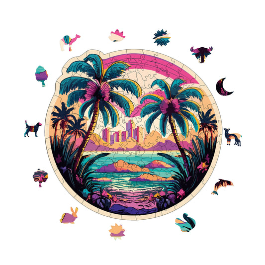 Wooden Puzzles for Adults, Hawaii Premium Jigsaw Puzzles, 148 Pieces Challenging Wooden Jigsaw, 11"x10,6" (28x27 cm)
