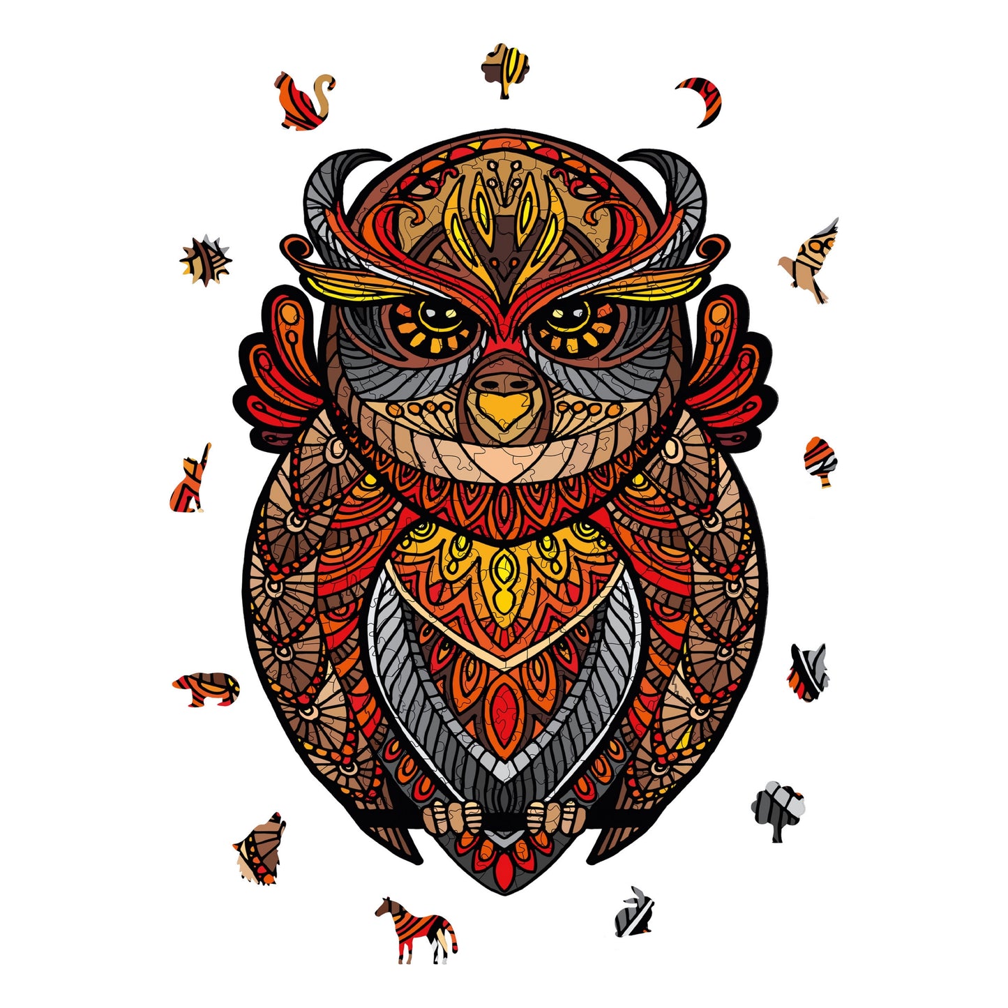 Holzpuzzle für Erwachsene, Premium-Puzzle mit Eulenfigur, 211-teiliges anspruchsvolles Holzpuzzle, 10,6"x15" (27x38 cm) einzigartige Form, Holzpuzzle für Erwachsene