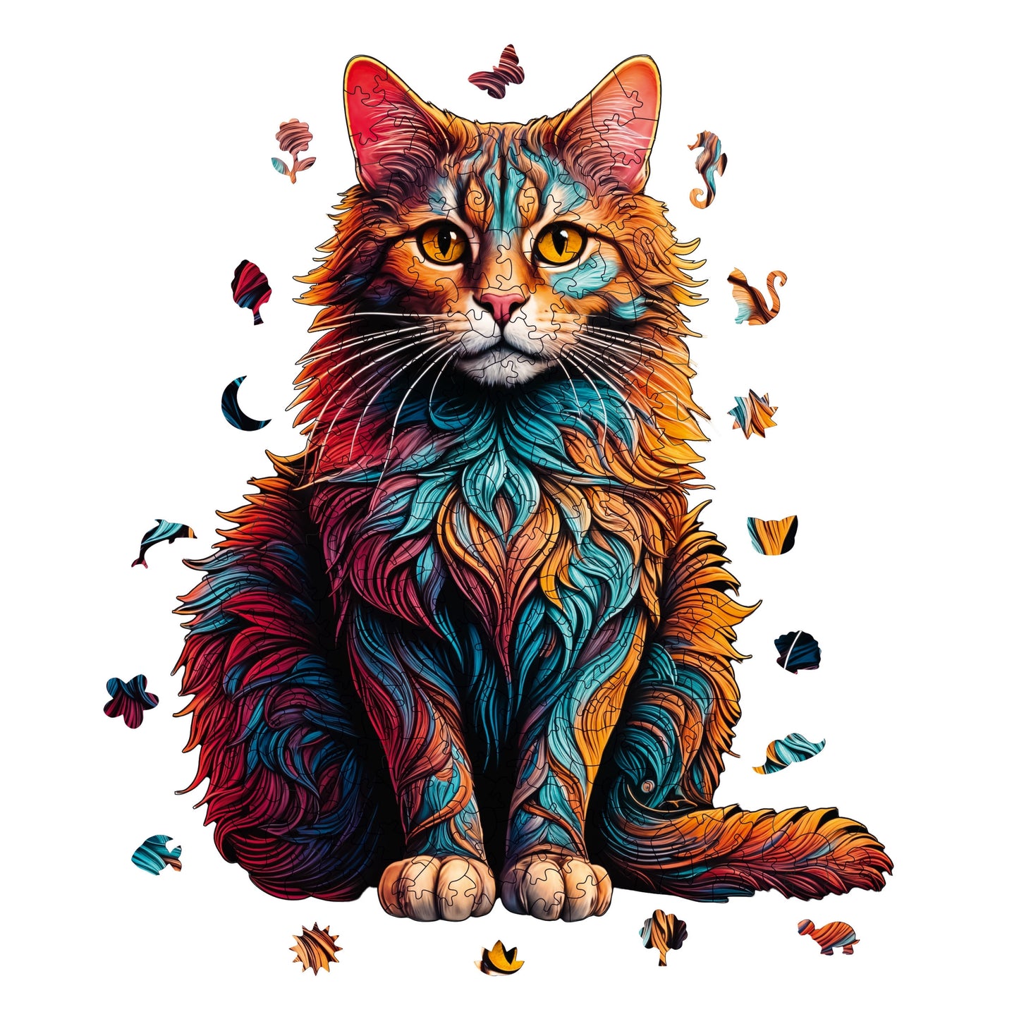 Holzpuzzle für Erwachsene, Katzen-Premium-Puzzle, 250 Teile anspruchsvolles Holzpuzzle, 10,6"x13,0" (27x33 cm) einzigartige Form, Holzpuzzle für Erwachsene