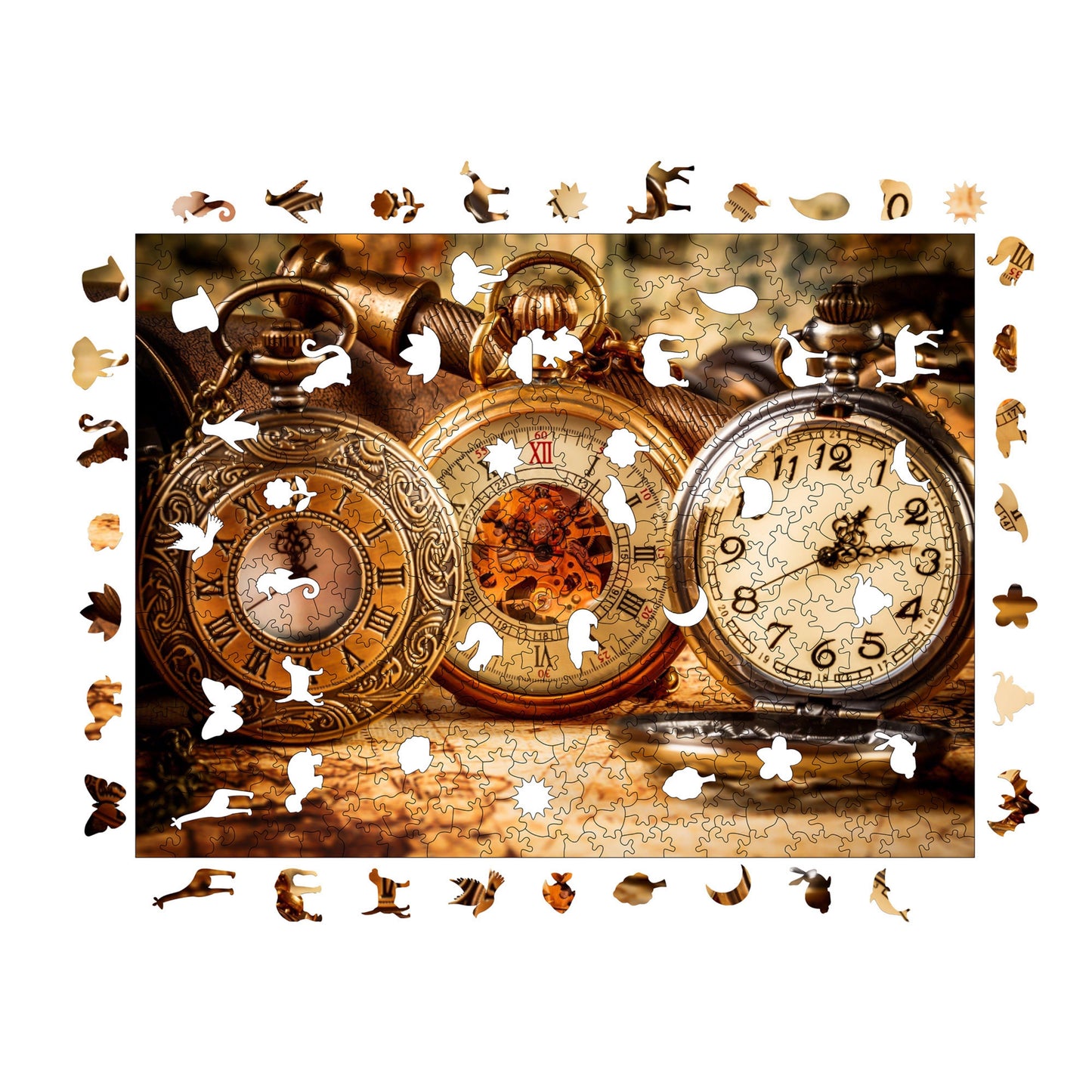 Holzpuzzle für Erwachsene, Zeugen der Zeit Premium-Puzzle, 450 Teile anspruchsvolles Holzpuzzle, 11,4"x15,4" (29x39 cm) einzigartige Form, Holzpuzzle für Erwachsene