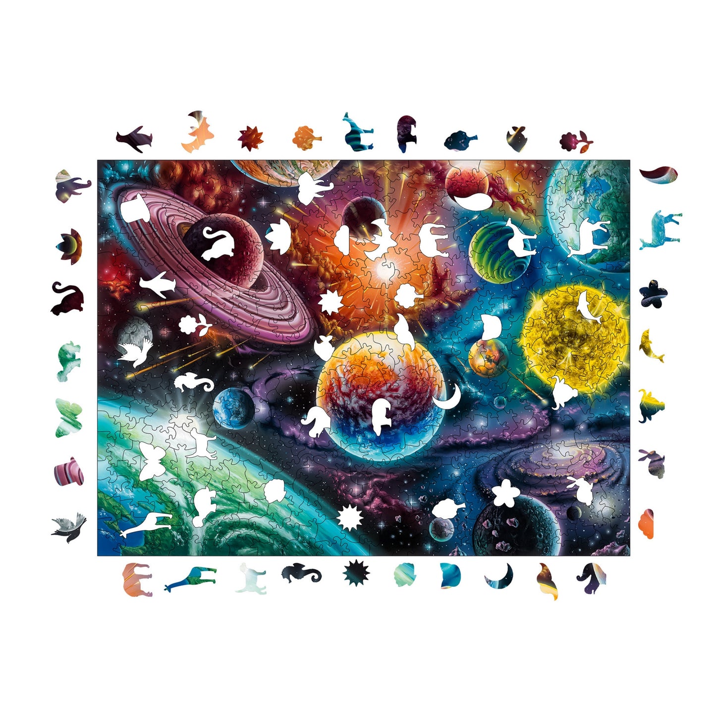 Holzpuzzle für Erwachsene, Kosmische Symphonie im Weltraum, Premium-Puzzle, 450 Teile, anspruchsvolles Holzpuzzle, 29 x 39 cm, einzigartige Form, Holzpuzzle für Erwachsene
