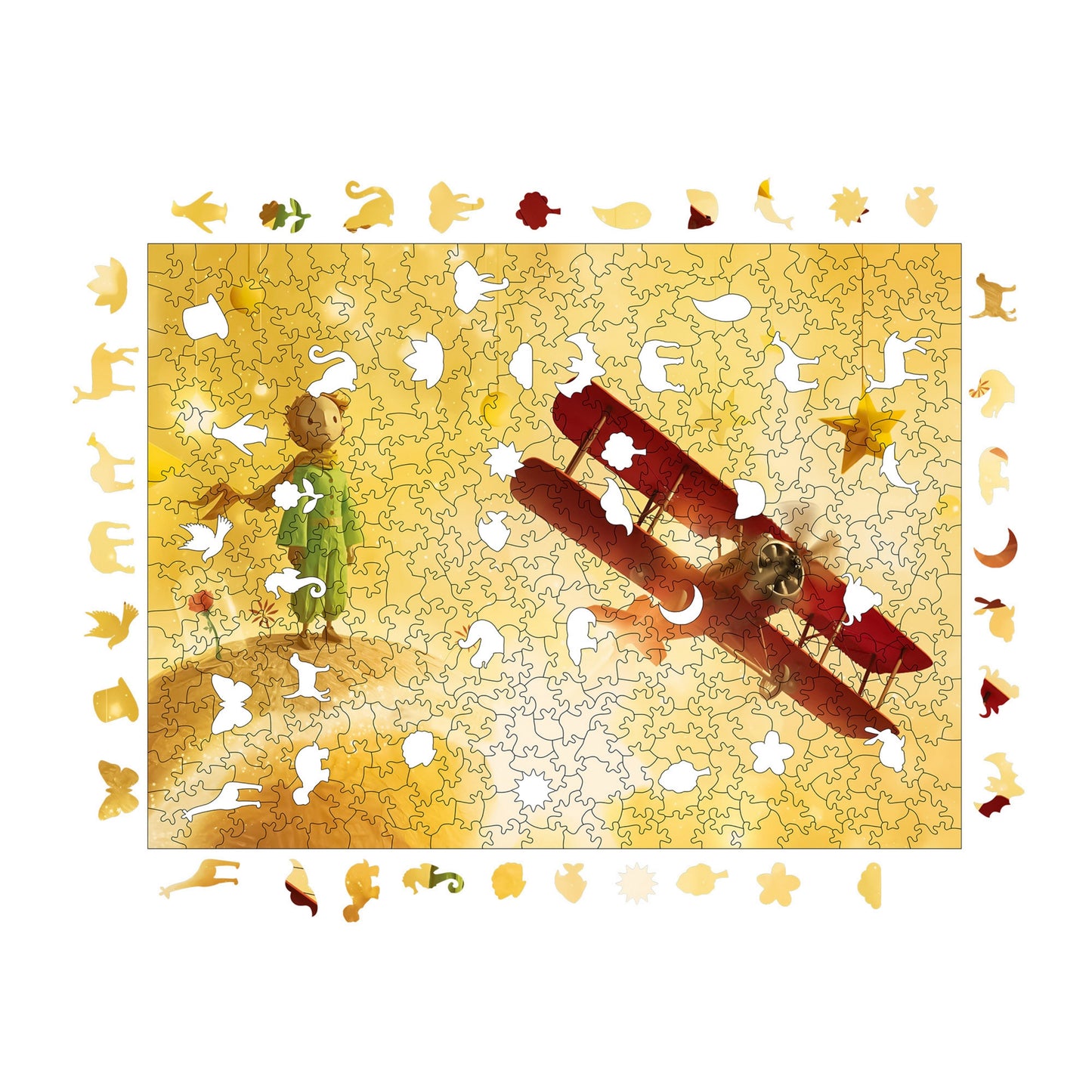 Holzpuzzle für Erwachsene, Der Kleine Prinz Premium Puzzle, 450 Teile anspruchsvolles Holzpuzzle, 11,4"x15,4" (29x39 cm) einzigartige Form, Holzpuzzle für Erwachsene