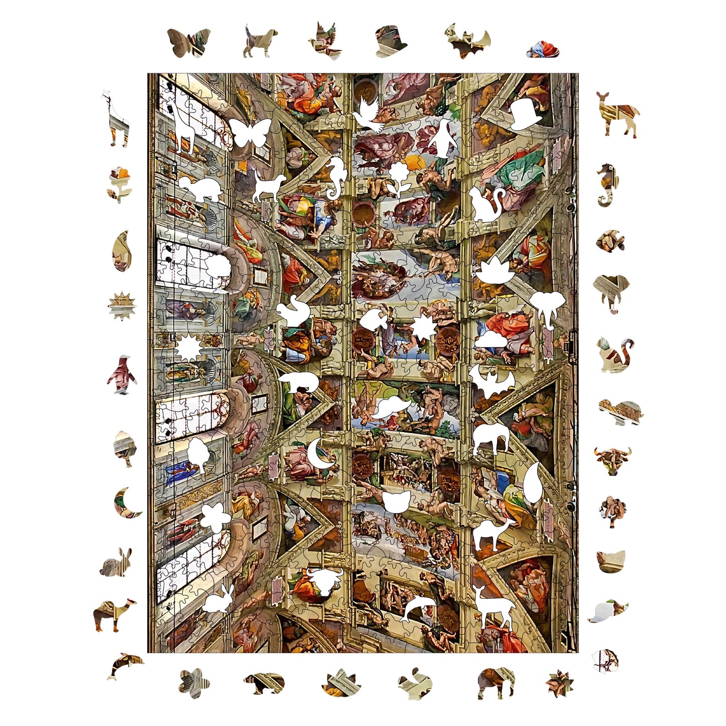 Holzpuzzle für Erwachsene, Sixtinische Kapelle, Premium-Puzzle, 450 Teile, anspruchsvolles Holzpuzzle, 29 x 39 cm, einzigartige Form, Holzpuzzle für Erwachsene