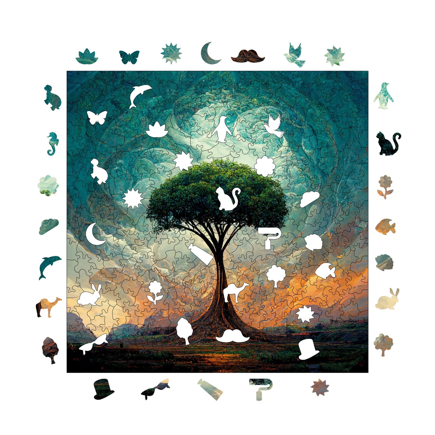 Wooden Puzzles for Adults, Tree of Life Premium Jigsaw Puzzles, 353 Pieces Challenging Wooden Jigsaw, 11,4"x11,4" (29x29 cm)