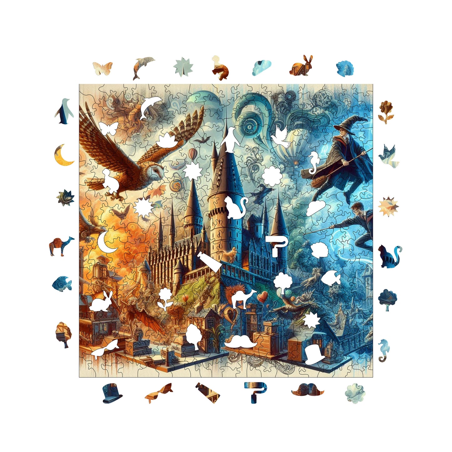 Wooden Puzzles for Adults, School of Witchcraft and Wizardry Premium Jigsaw Puzzles, 353 Pieces Challenging Wooden Jigsaw, 11,4"x11,4" (29x29 cm)