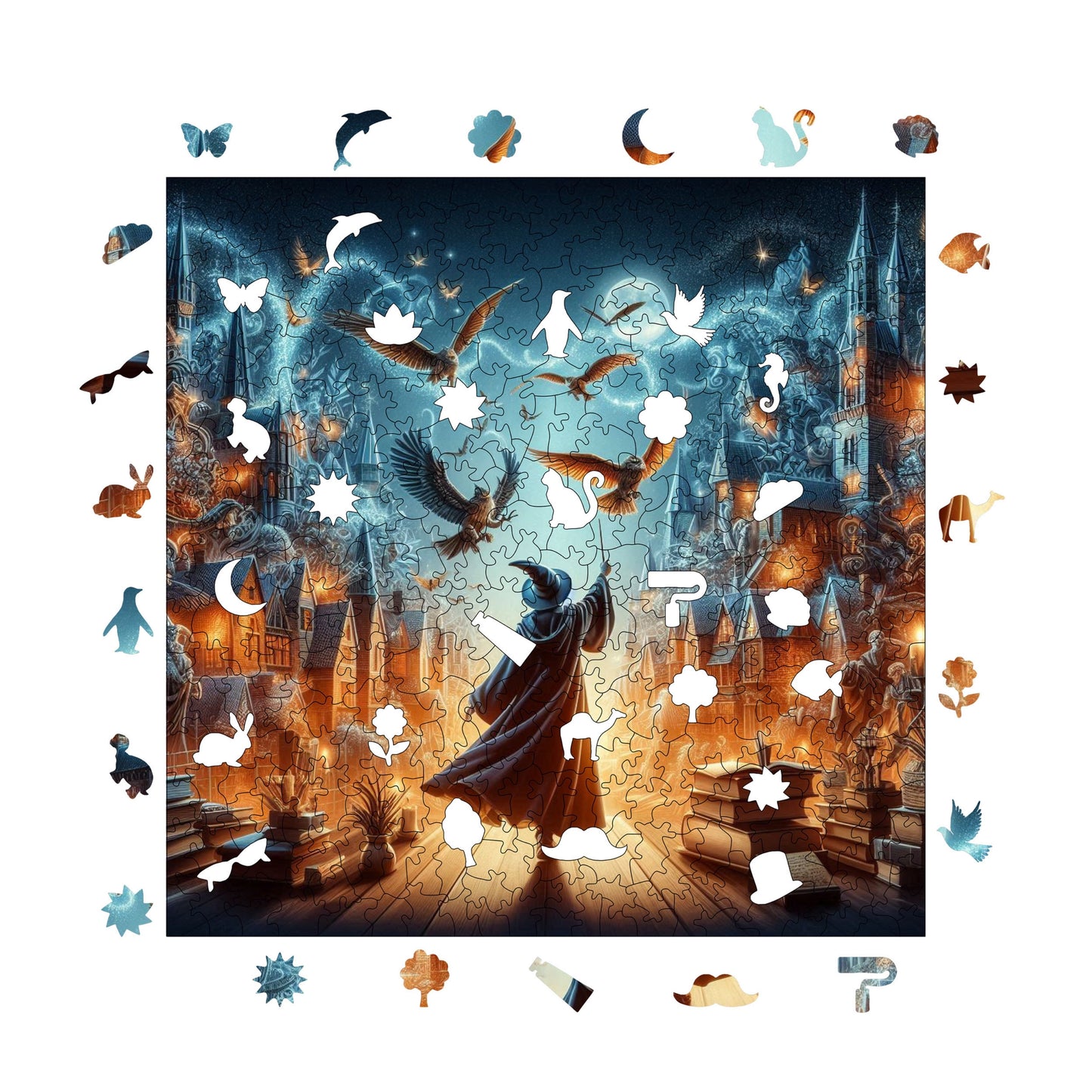 Wooden Puzzles for Adults, The Wizard Premium Jigsaw Puzzles, 353 Pieces Challenging Wooden Jigsaw, 11,4"x11,4" (29x29 cm)