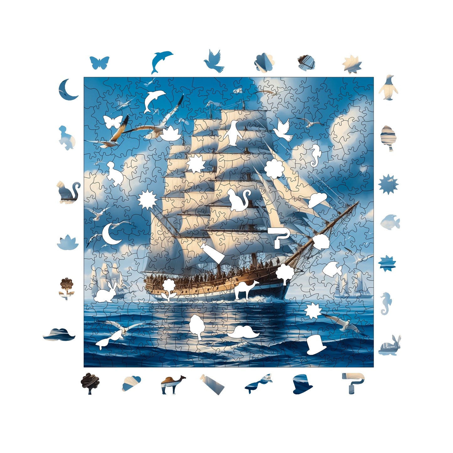 Wooden Puzzles for Adults, Sailing Legend Premium Jigsaw Puzzles, 353 Pieces Challenging Wooden Jigsaw, 11,4"x11,4" (29x29 cm)