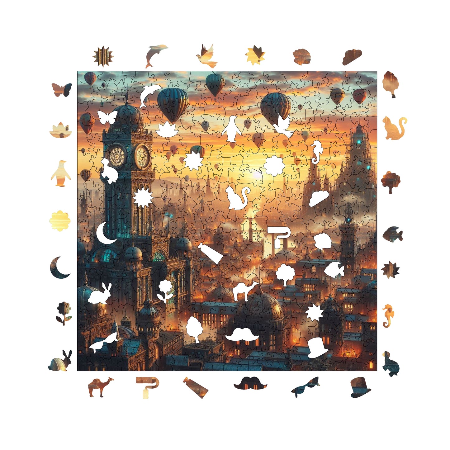 Holzpuzzle für Erwachsene, Balloon City Premium Puzzle, 353 Teile anspruchsvolles Holzpuzzle, 11,4"x11,4" (29x29 cm) einzigartige Form, Holzpuzzle für Erwachsene