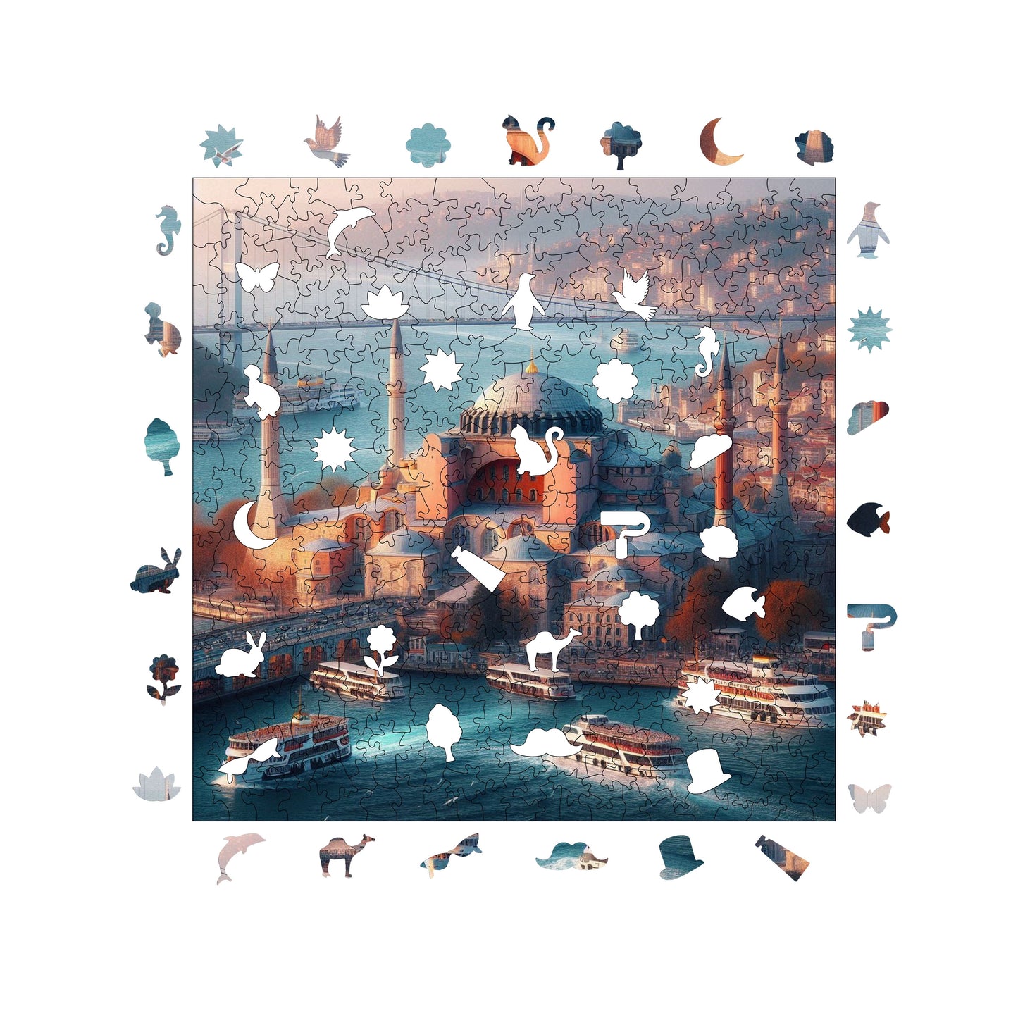 Holzpuzzle für Erwachsene, Hagia Sophia, Perle des Bosporus, Premium-Puzzle, 353 Teile, anspruchsvolles Holzpuzzle, 11,4"x11,4" (29 x 29 cm), einzigartige Form, Holzpuzzle für Erwachsene