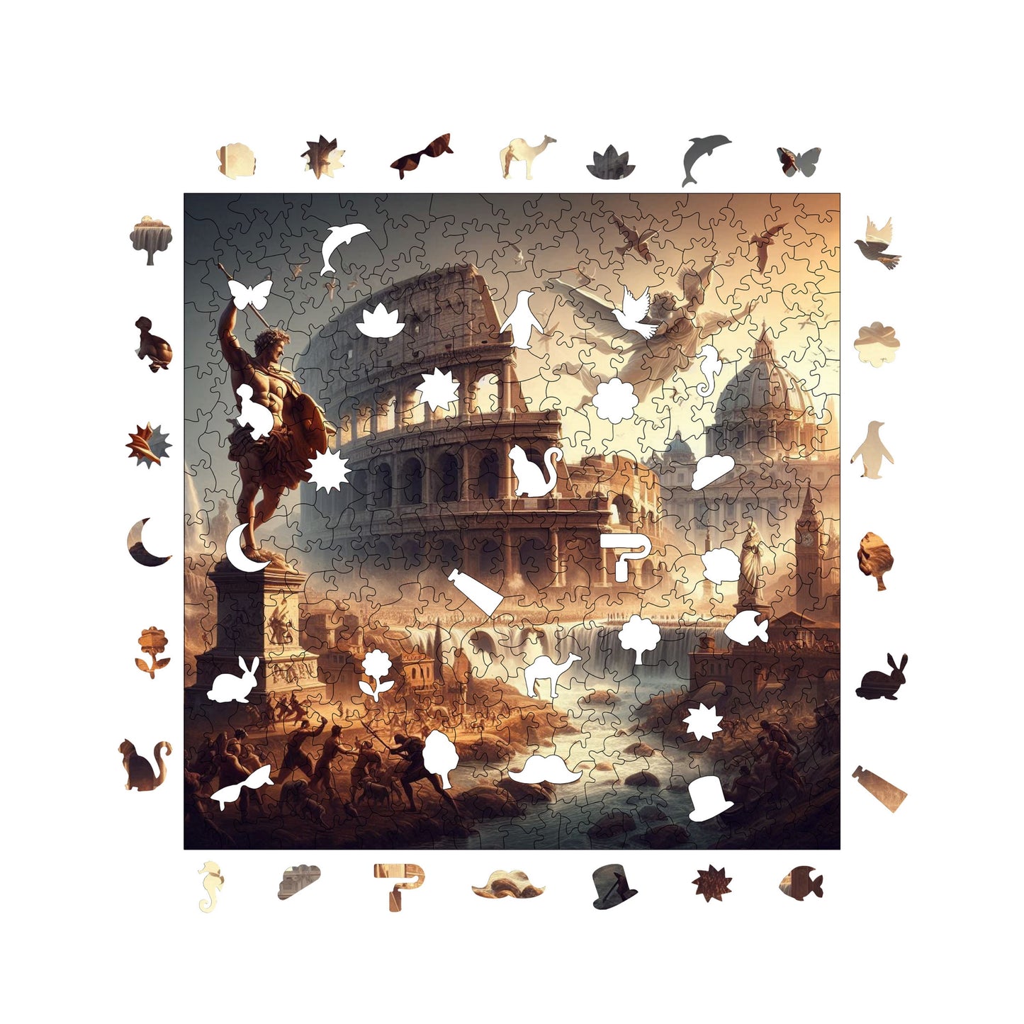 Holzpuzzle für Erwachsene, Antikes Rom Premium-Puzzle, 353 Teile anspruchsvolles Holzpuzzle, 11,4"x11,4" (29x29 cm) einzigartige Form, Holzpuzzle für Erwachsene