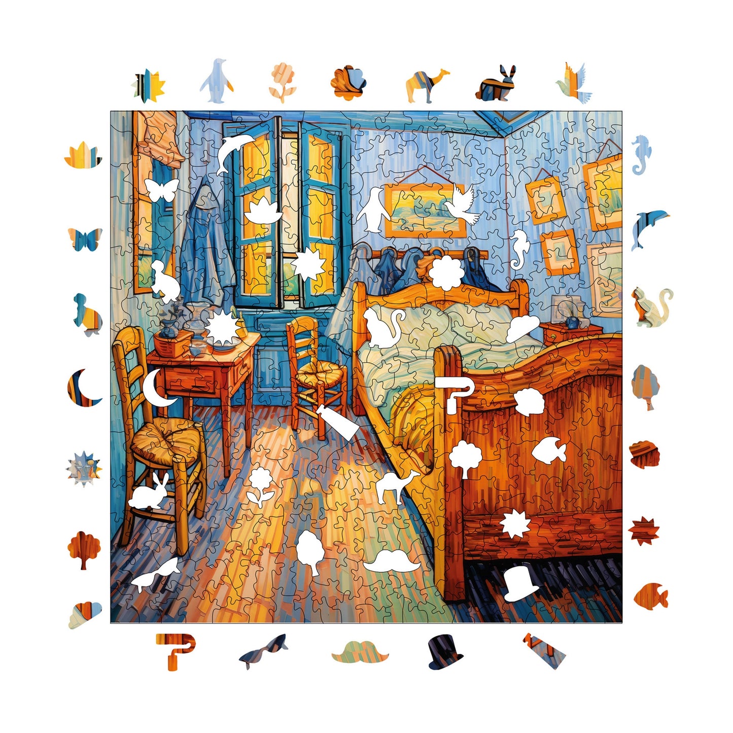 Wooden Puzzles for Adults, Van Gogh Bedroom Reproduction Premium Jigsaw Puzzles, 353 Pieces Challenging Wooden Jigsaw, 11,4"x11,4" (29x29 cm)