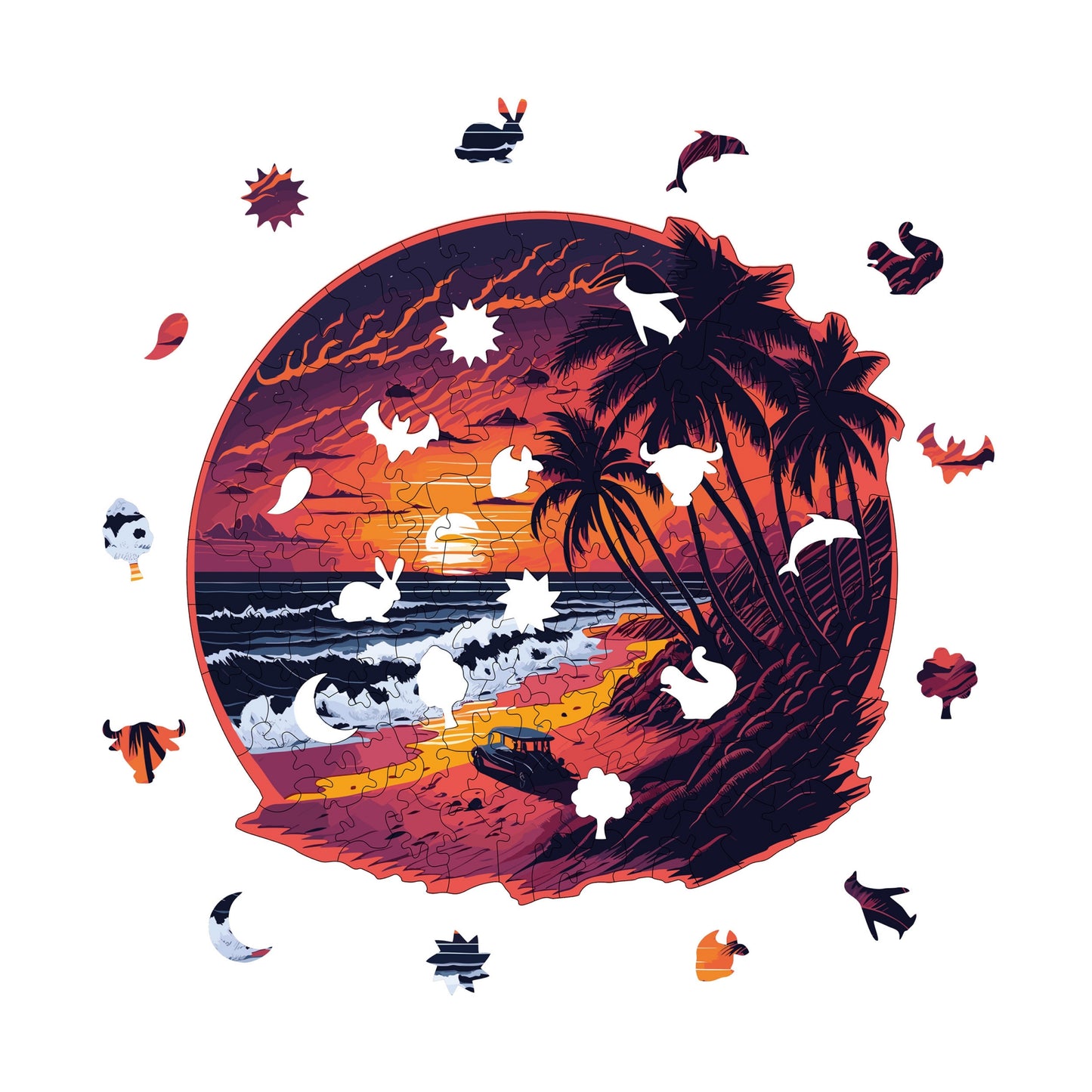 Wooden Puzzles for Adults, Palm Island Premium Jigsaw Puzzles, 149 Pieces Challenging Wooden Jigsaw, 11,4"x11" (29x28 cm)