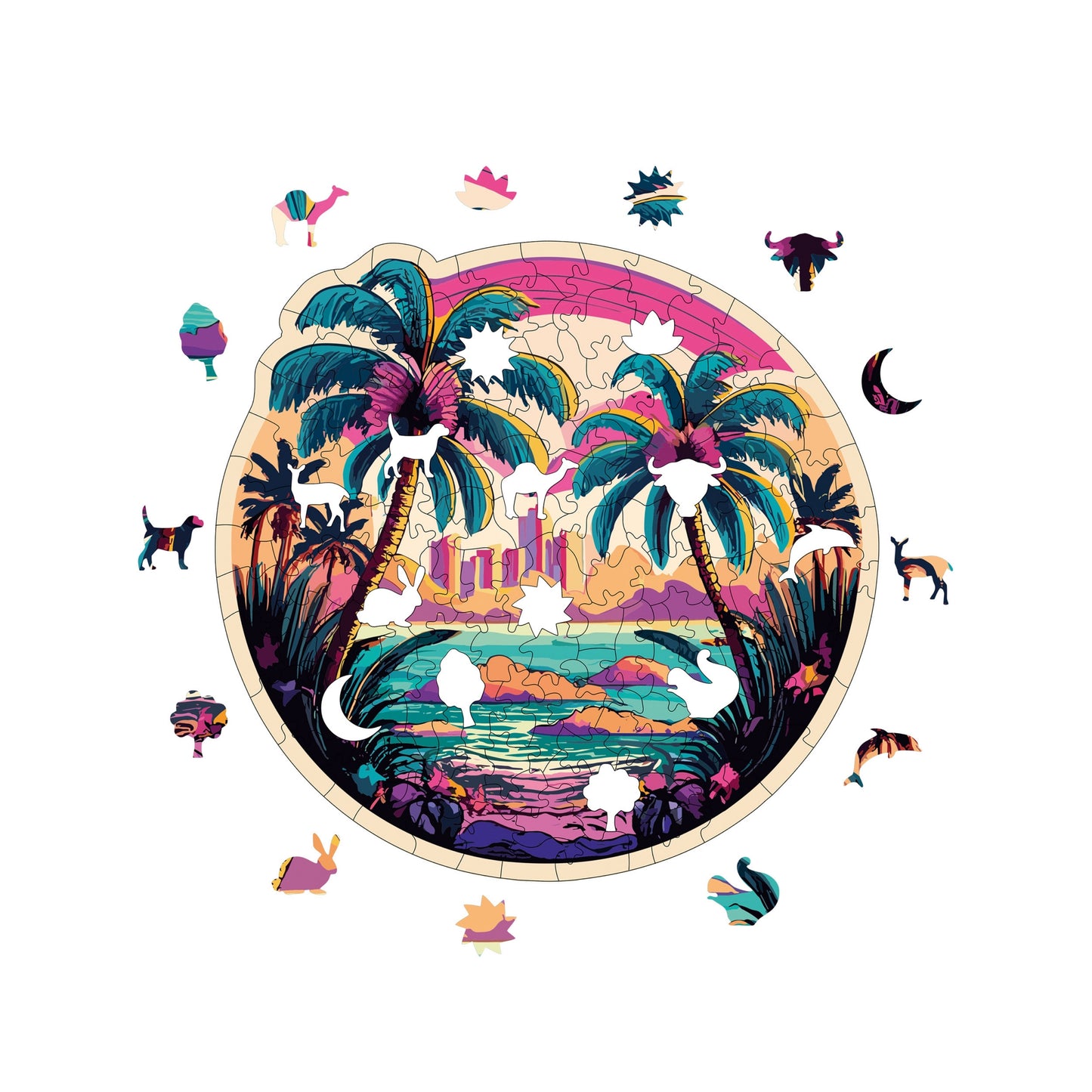 Wooden Puzzles for Adults, Hawaii Premium Jigsaw Puzzles, 148 Pieces Challenging Wooden Jigsaw, 11"x10,6" (28x27 cm)