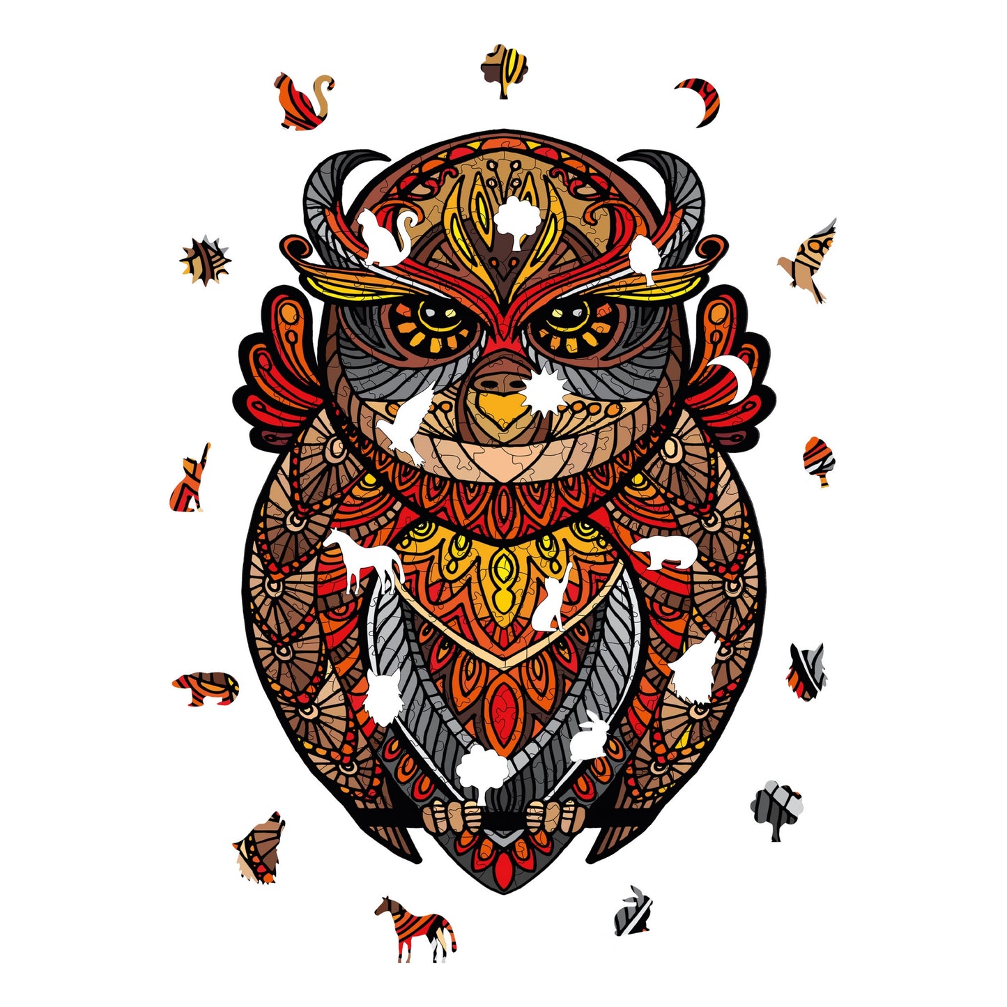 Holzpuzzle für Erwachsene, Premium-Puzzle mit Eulenfigur, 211-teiliges anspruchsvolles Holzpuzzle, 10,6"x15" (27x38 cm) einzigartige Form, Holzpuzzle für Erwachsene