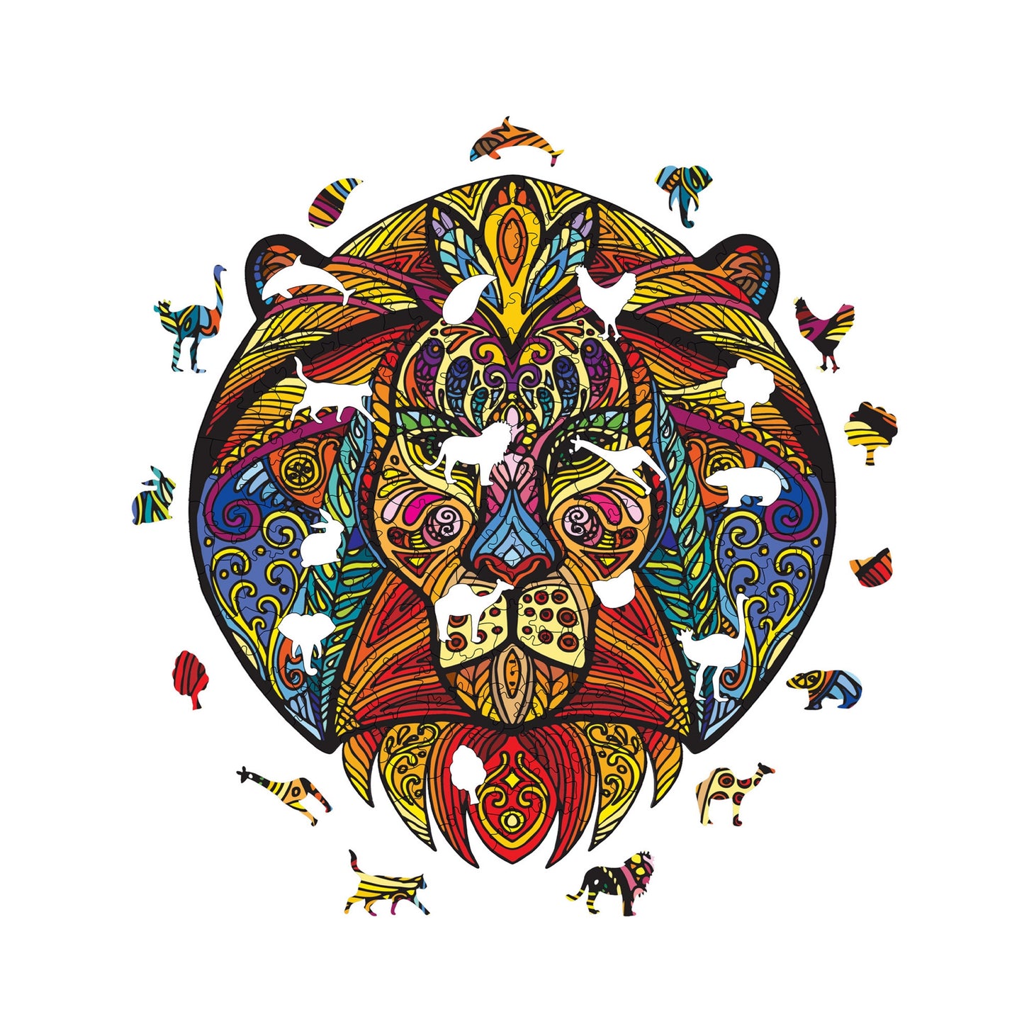 Wooden Puzzles for Adults, Lion Figure Premium Jigsaw Puzzles, 183 Pieces Challenging Wooden Jigsaw, 10,6"x11,4" (27x29 cm)