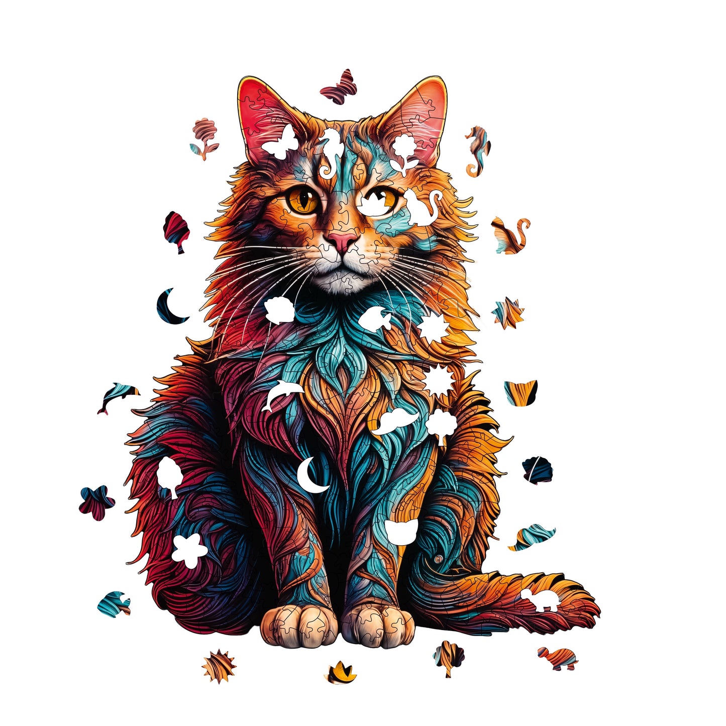 Holzpuzzle für Erwachsene, Katzen-Premium-Puzzle, 250 Teile anspruchsvolles Holzpuzzle, 10,6"x13,0" (27x33 cm) einzigartige Form, Holzpuzzle für Erwachsene