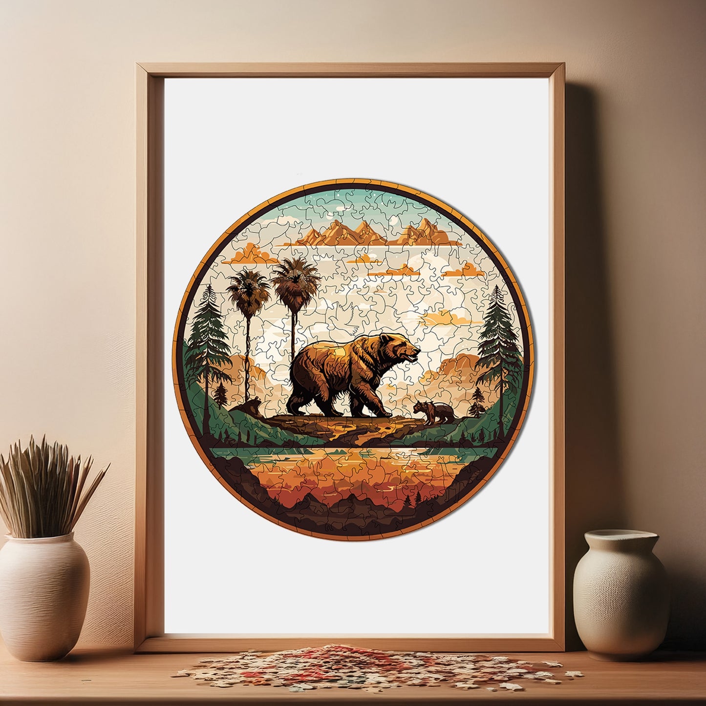 Holzpuzzle für Erwachsene, Big Bear Premium Puzzle, 252 Teile anspruchsvolles Holzpuzzle, 11,4"x11,4" (29x29 cm) einzigartige Form, Holzpuzzle für Erwachsene