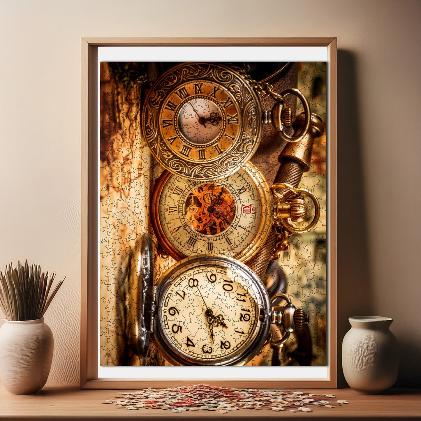 Holzpuzzle für Erwachsene, Zeugen der Zeit Premium-Puzzle, 450 Teile anspruchsvolles Holzpuzzle, 11,4"x15,4" (29x39 cm) einzigartige Form, Holzpuzzle für Erwachsene