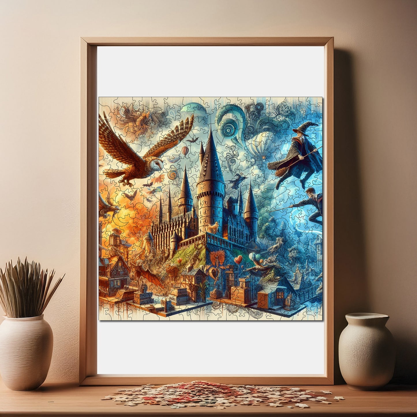 Wooden Puzzles for Adults, School of Witchcraft and Wizardry Premium Jigsaw Puzzles, 353 Pieces Challenging Wooden Jigsaw, 11,4"x11,4" (29x29 cm)