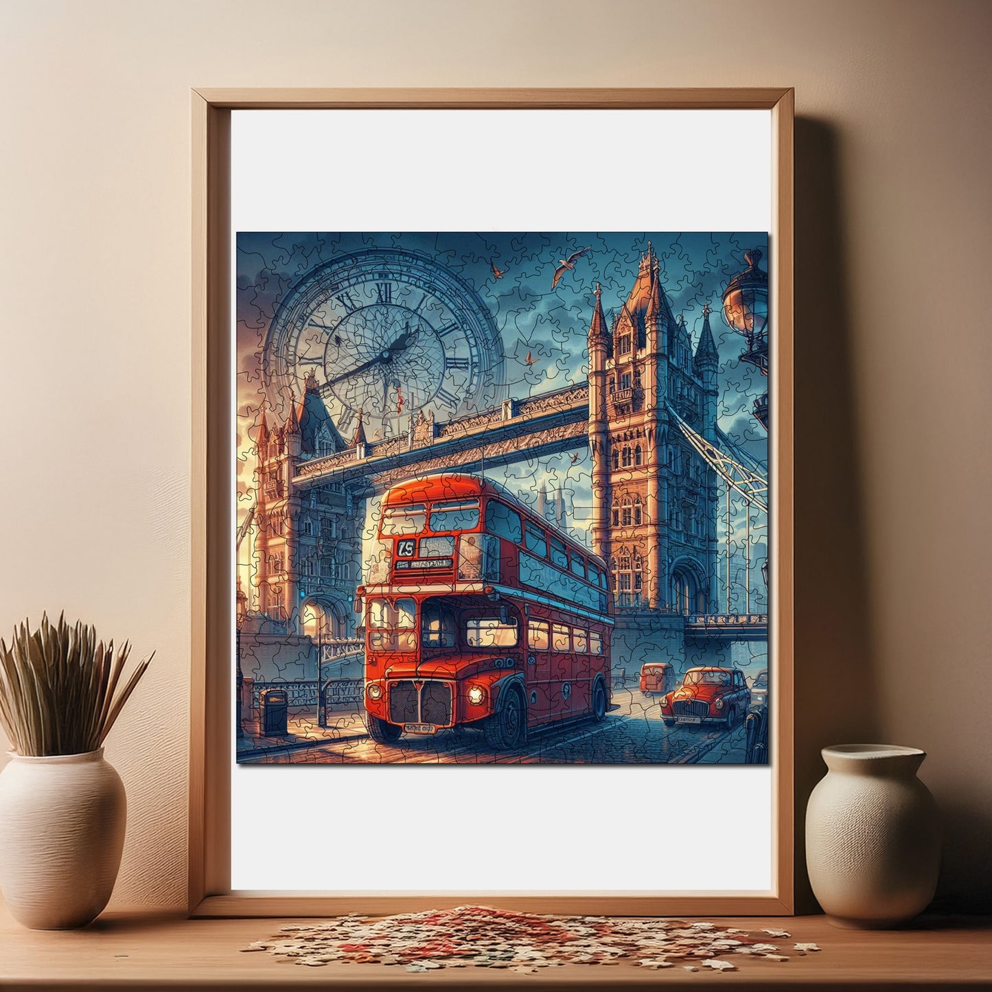 Holzpuzzle für Erwachsene, London Premium Puzzle, 353 Teile anspruchsvolles Holzpuzzle, 11,4"x11,4" (29x29 cm) einzigartige Form, Holzpuzzle für Erwachsene