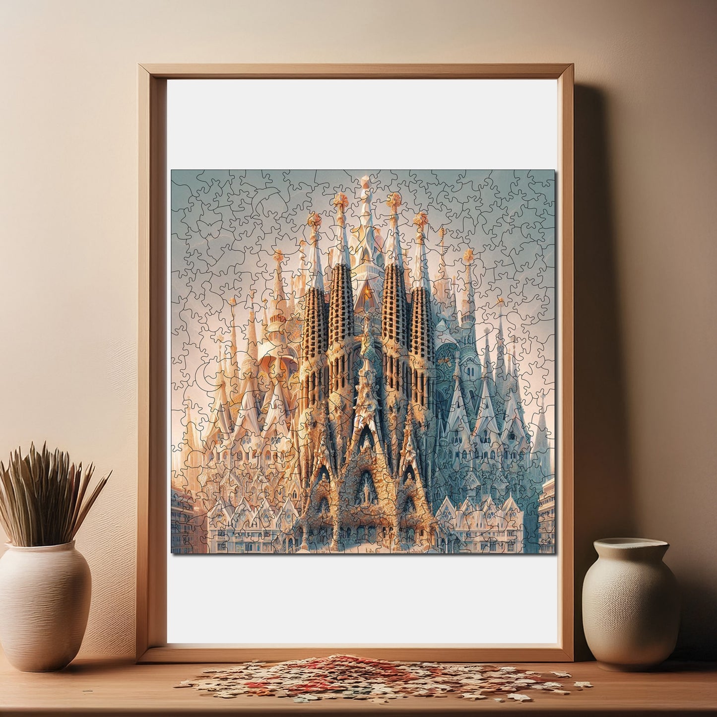 Holzpuzzle für Erwachsene, La Sagrada Familia Premium-Puzzle, 353 Teile anspruchsvolles Holzpuzzle, 11,4"x11,4" (29x29 cm) einzigartige Form, Holzpuzzle für Erwachsene