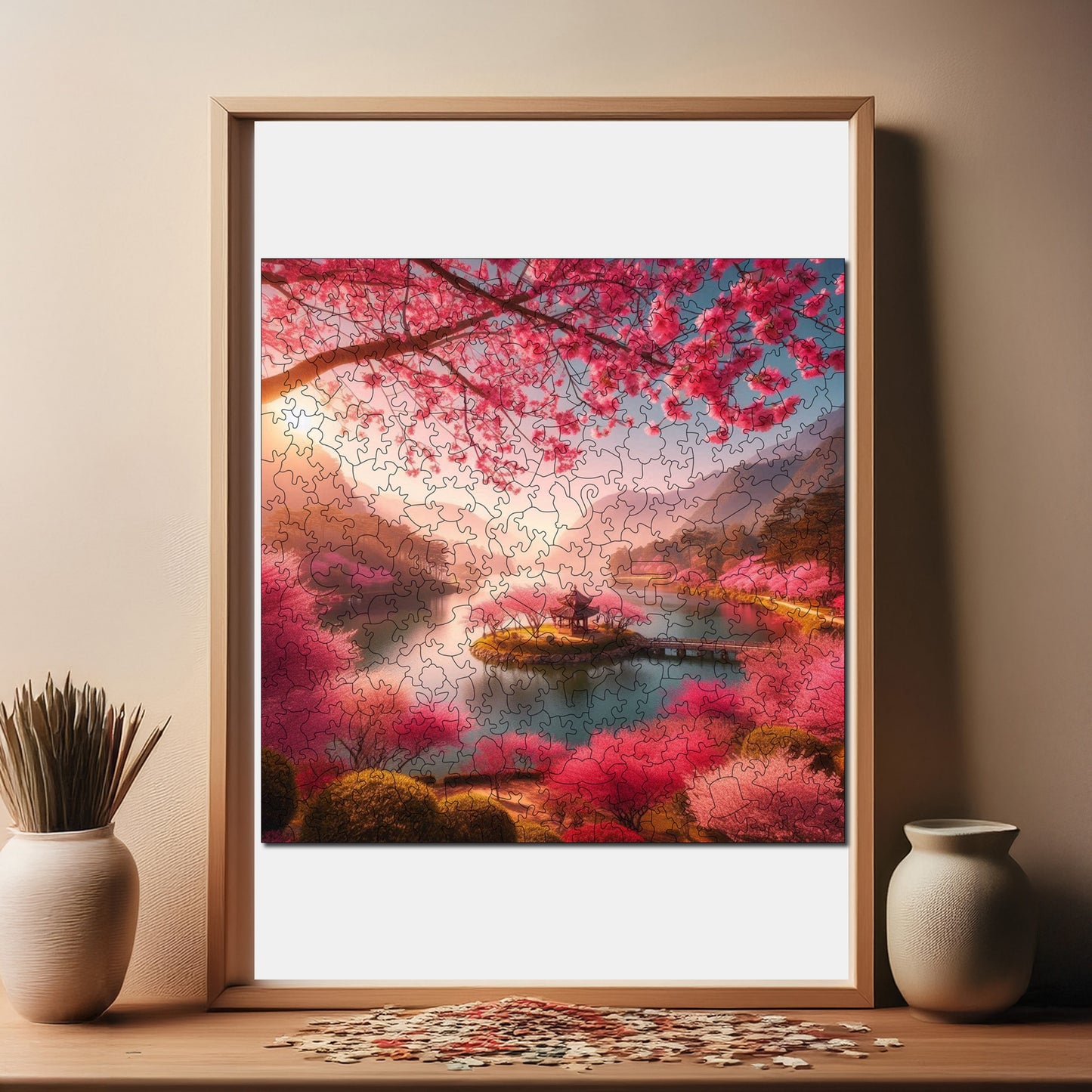 Wooden Puzzles for Adults, Cherry Blossom Dream Premium Jigsaw Puzzles, 353 Pieces Challenging Wooden Jigsaw, 11,4"x11,4" (29x29 cm)