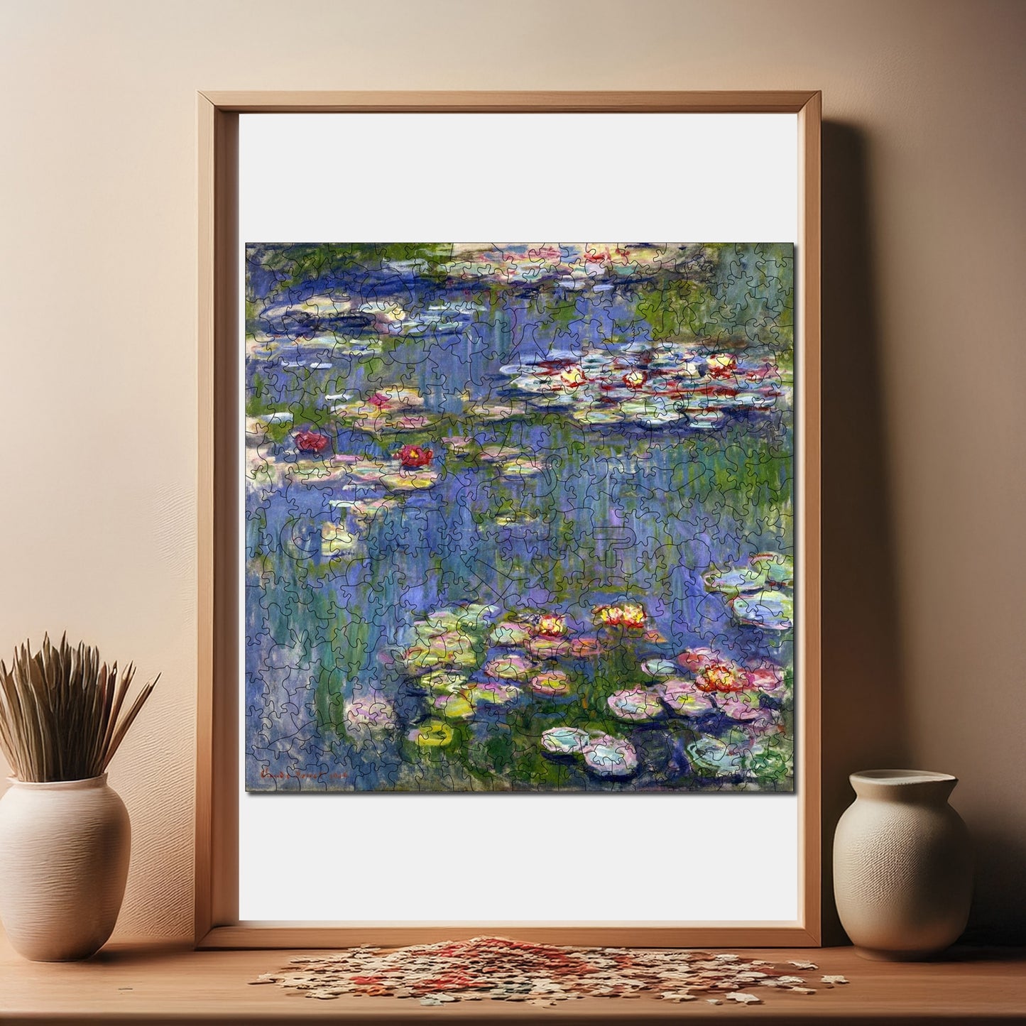 Wooden Puzzles for Adults, Claude Monet Water Lilies Premium Jigsaw Puzzles, 353 Pieces Challenging Wooden Jigsaw, 11,4"x11,4" (29x29 cm)