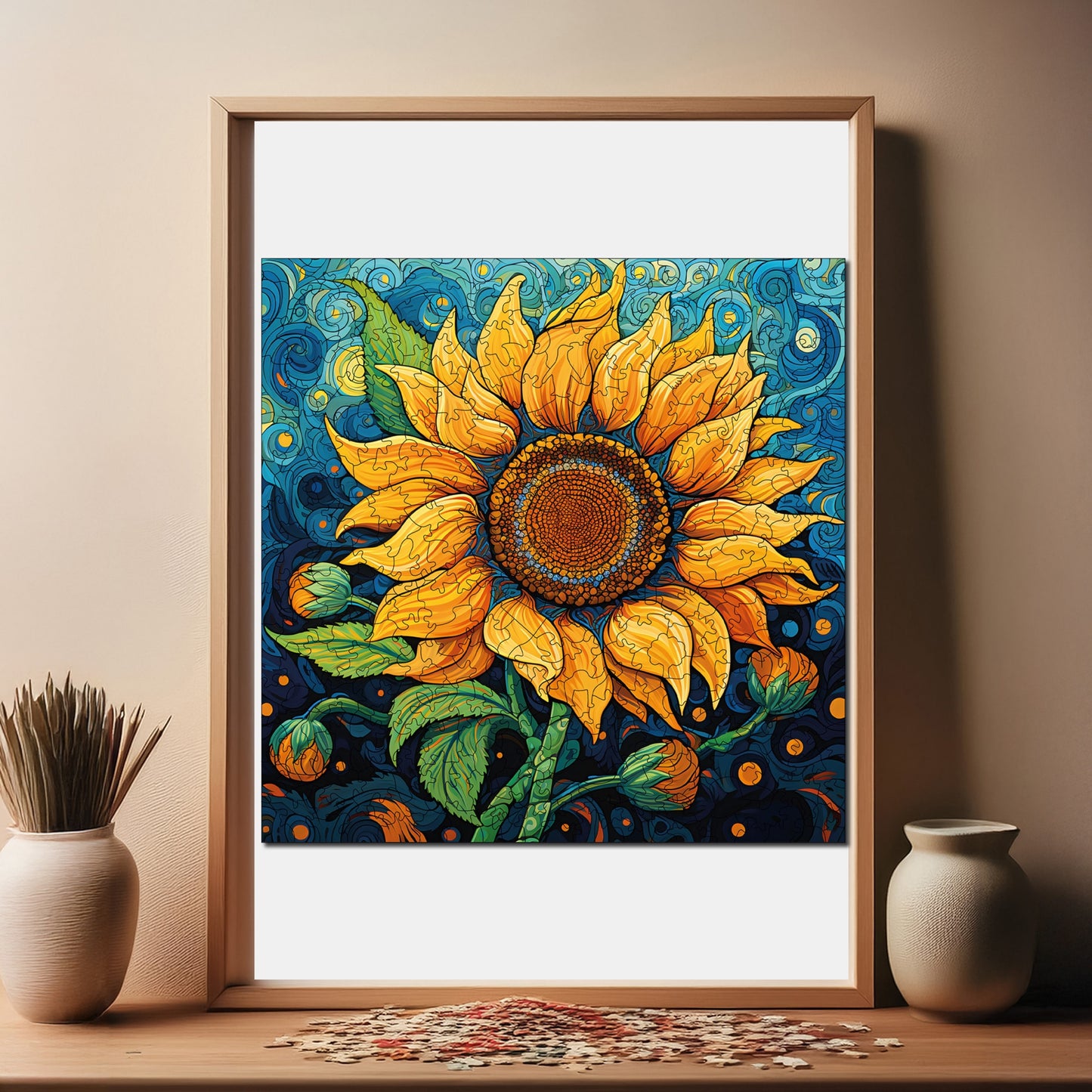 Wooden Puzzles for Adults, Sunflower Flower Premium Jigsaw Puzzles, 353 Pieces Challenging Wooden Jigsaw, 11,4"x11,4" (29x29 cm)
