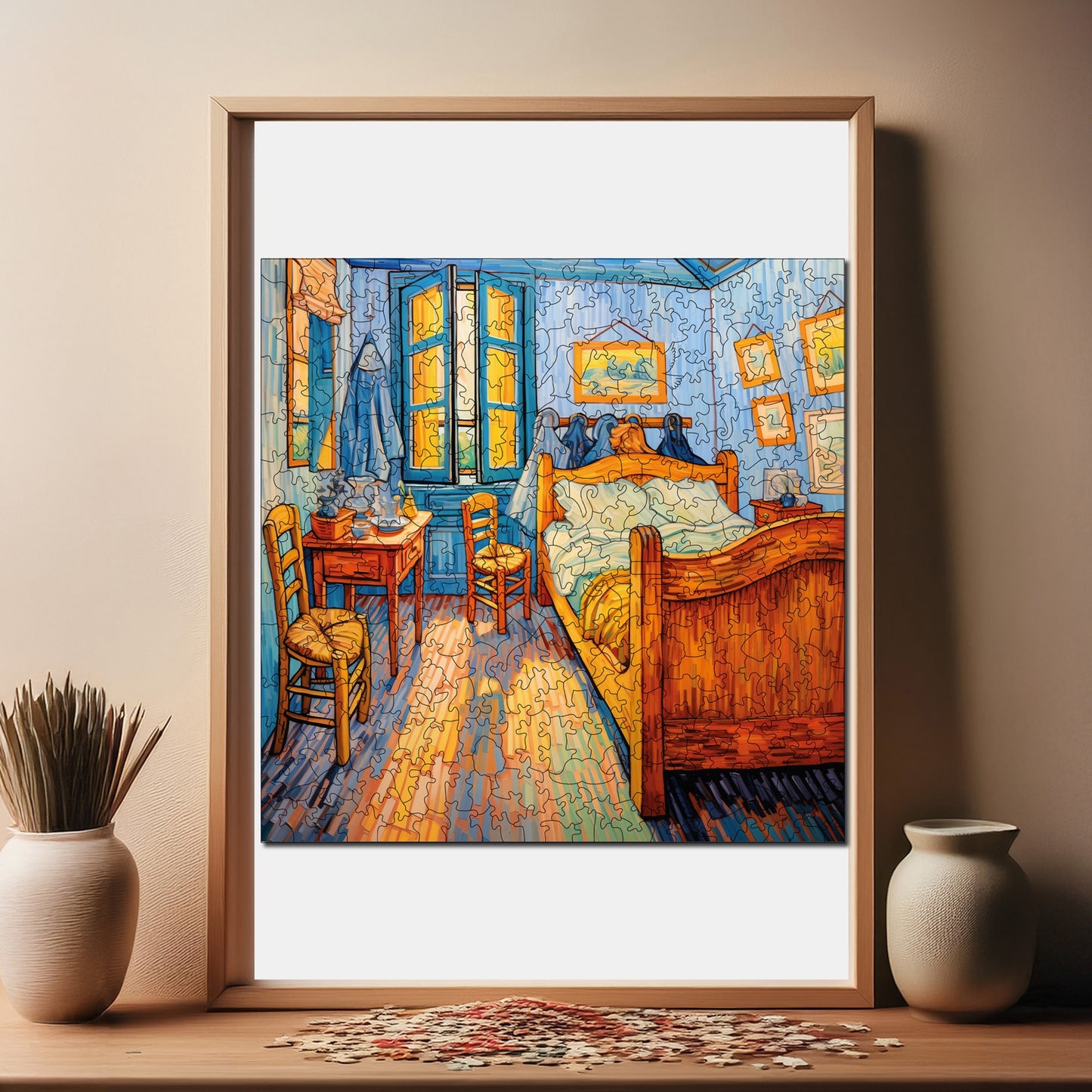 Wooden Puzzles for Adults, Van Gogh Bedroom Reproduction Premium Jigsaw Puzzles, 353 Pieces Challenging Wooden Jigsaw, 11,4"x11,4" (29x29 cm)