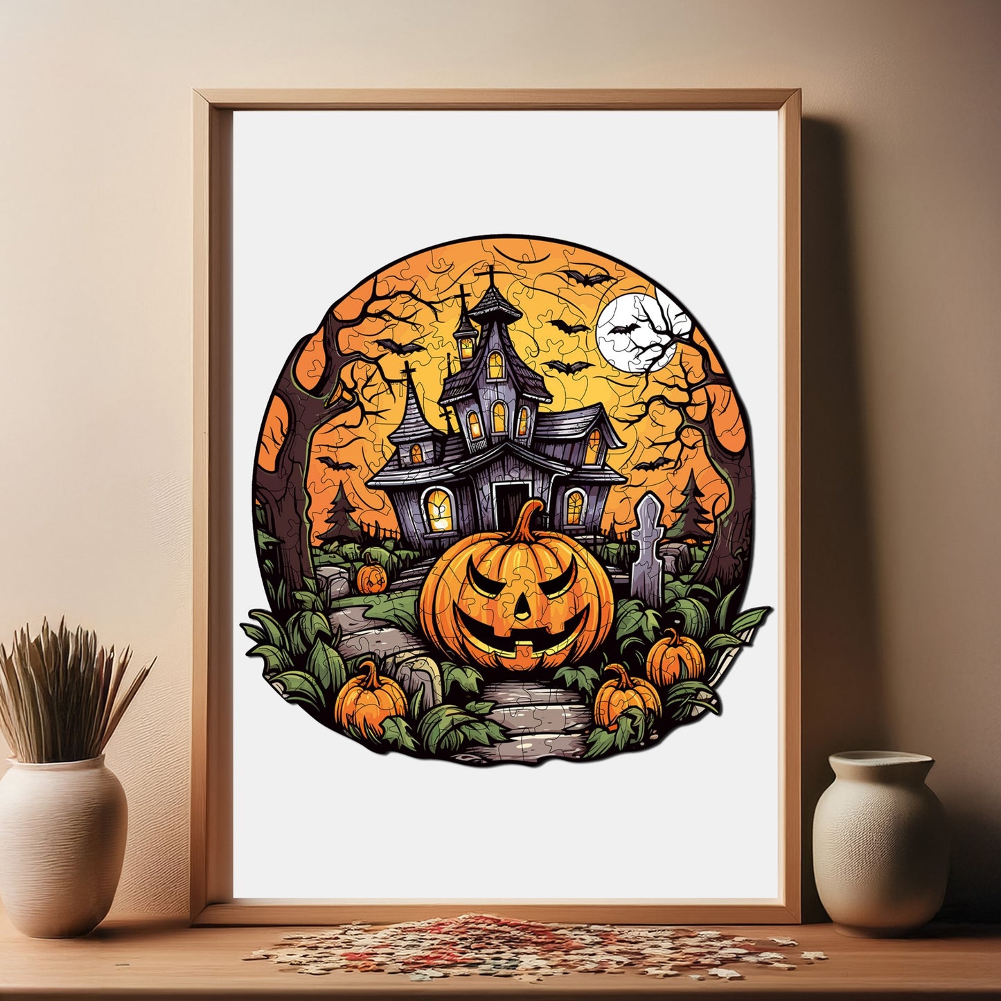 Wooden Puzzles for Adults, Haunted Mansion Premium Jigsaw Puzzles, 155 Pieces Challenging Wooden Jigsaw, 11,4"x11,4" (29x29 cm)