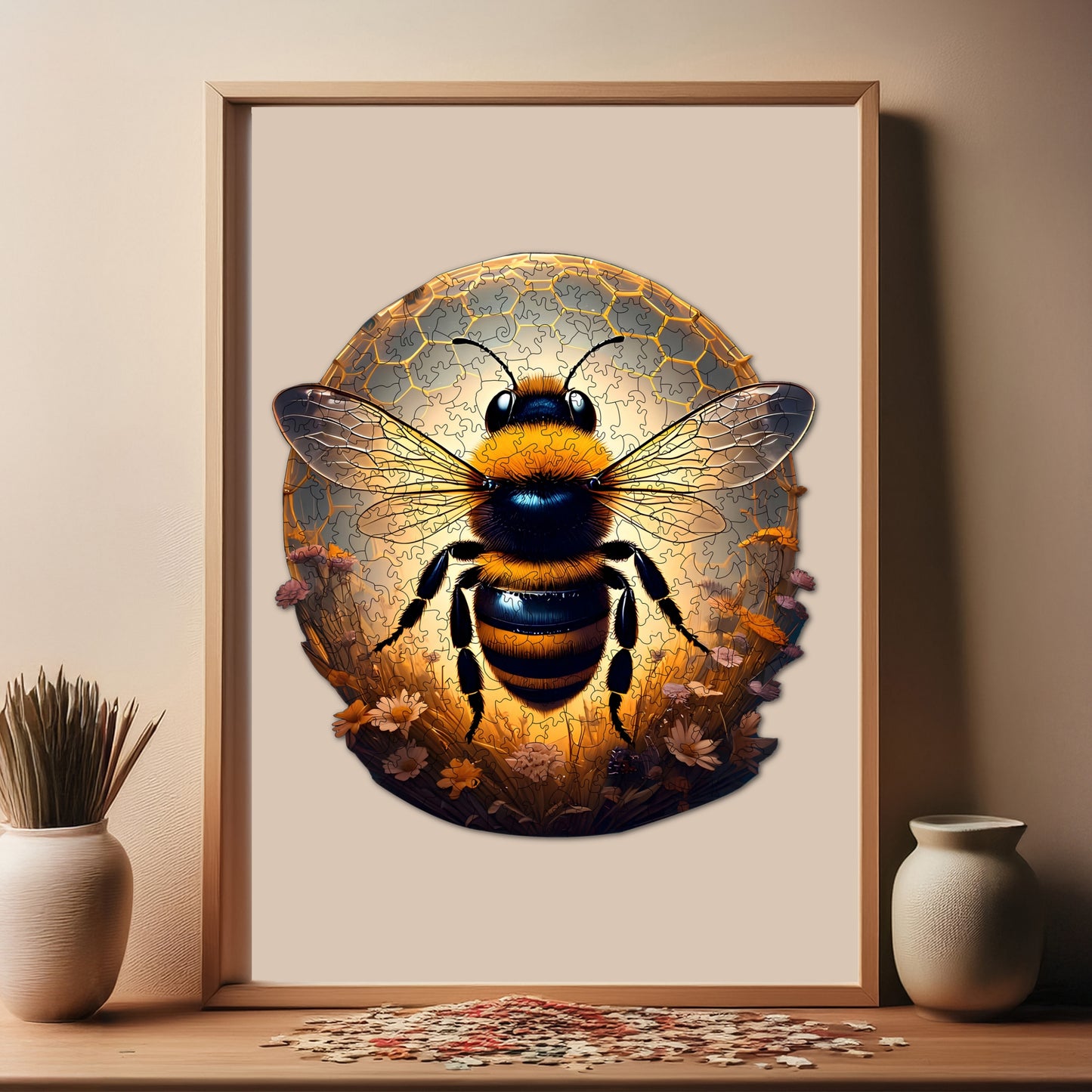 Holzpuzzle für Erwachsene, Bienen-Premium-Puzzle, 268 Teile, anspruchsvolles Holzpuzzle, 11"x11,8" (28x30 cm), einzigartige Form, Holzpuzzle für Erwachsene