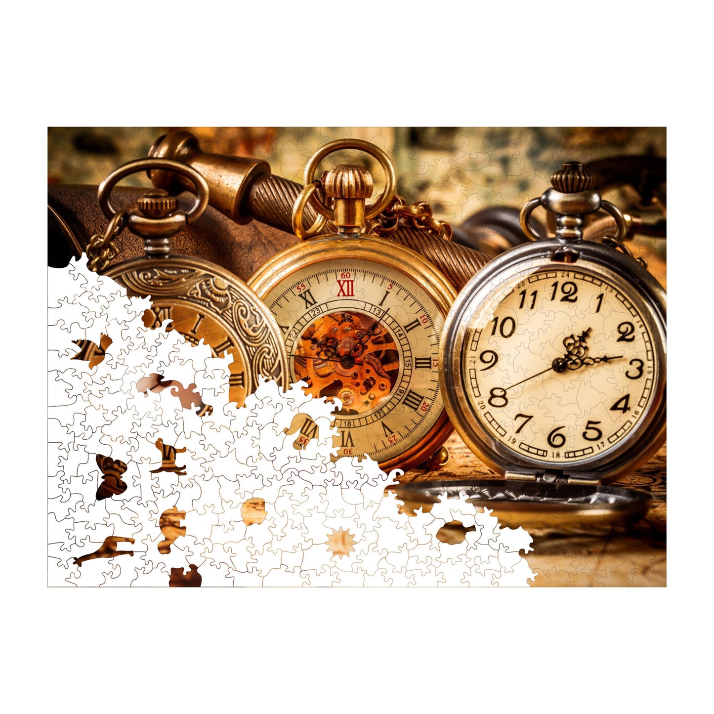 Holzpuzzle für Erwachsene, Zeugen der Zeit Premium-Puzzle, 450 Teile anspruchsvolles Holzpuzzle, 11,4"x15,4" (29x39 cm) einzigartige Form, Holzpuzzle für Erwachsene