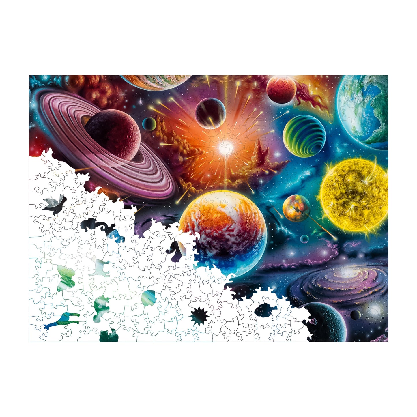 Holzpuzzle für Erwachsene, Kosmische Symphonie im Weltraum, Premium-Puzzle, 450 Teile, anspruchsvolles Holzpuzzle, 29 x 39 cm, einzigartige Form, Holzpuzzle für Erwachsene